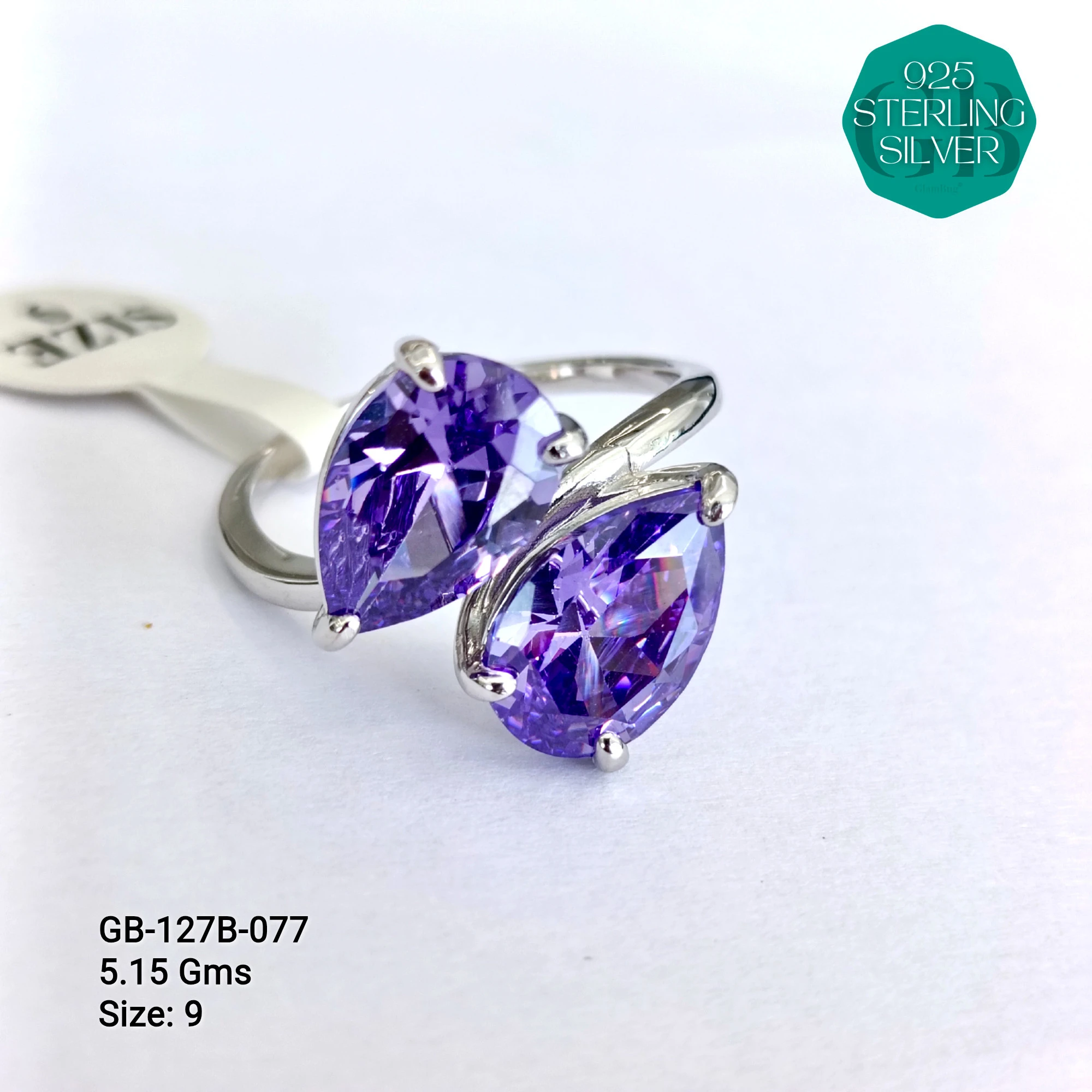 LUXURY - PREMIUM RINGS B - Premium 925 Silver Jewellery - SKU: GB-127B-077 - Hyderabad Silver Importers