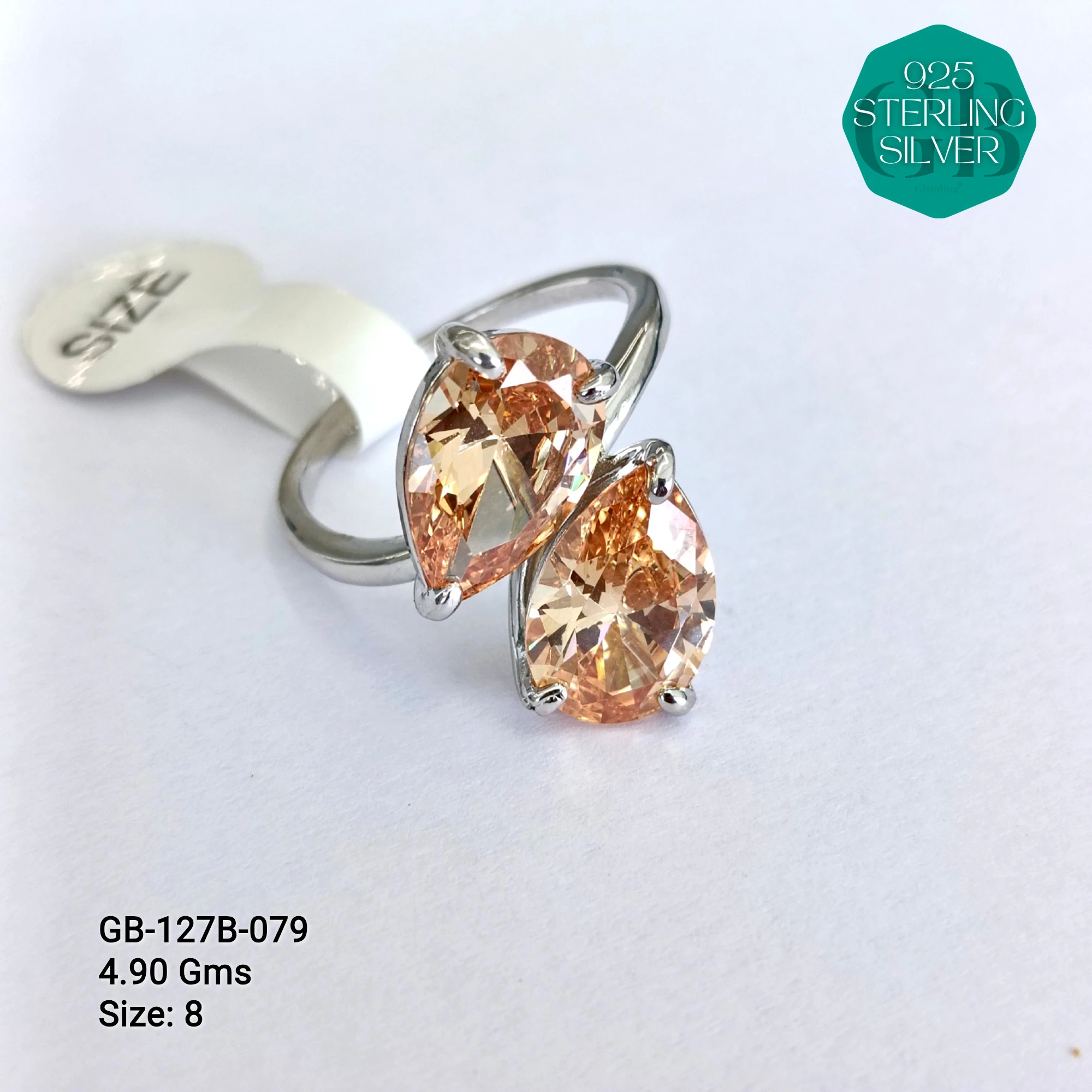 LUXURY - PREMIUM RINGS B - Premium 925 Silver Jewellery - SKU: GB-127B-079 - Hyderabad Silver Importers