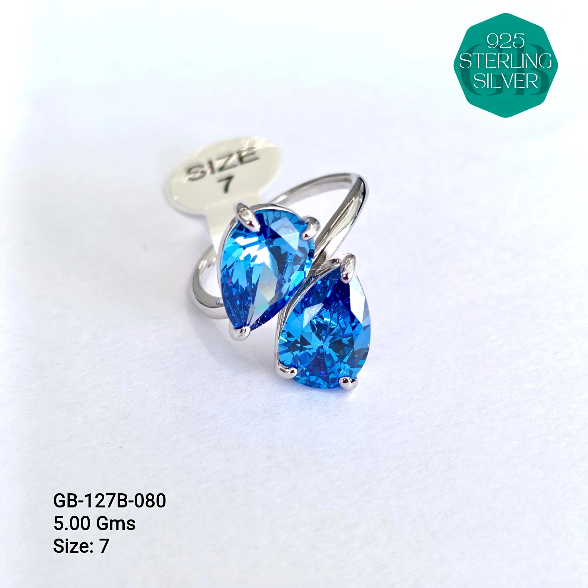 LUXURY - PREMIUM RINGS B - Premium 925 Silver Jewellery - SKU: GB-127B-080 - Hyderabad Silver Importers