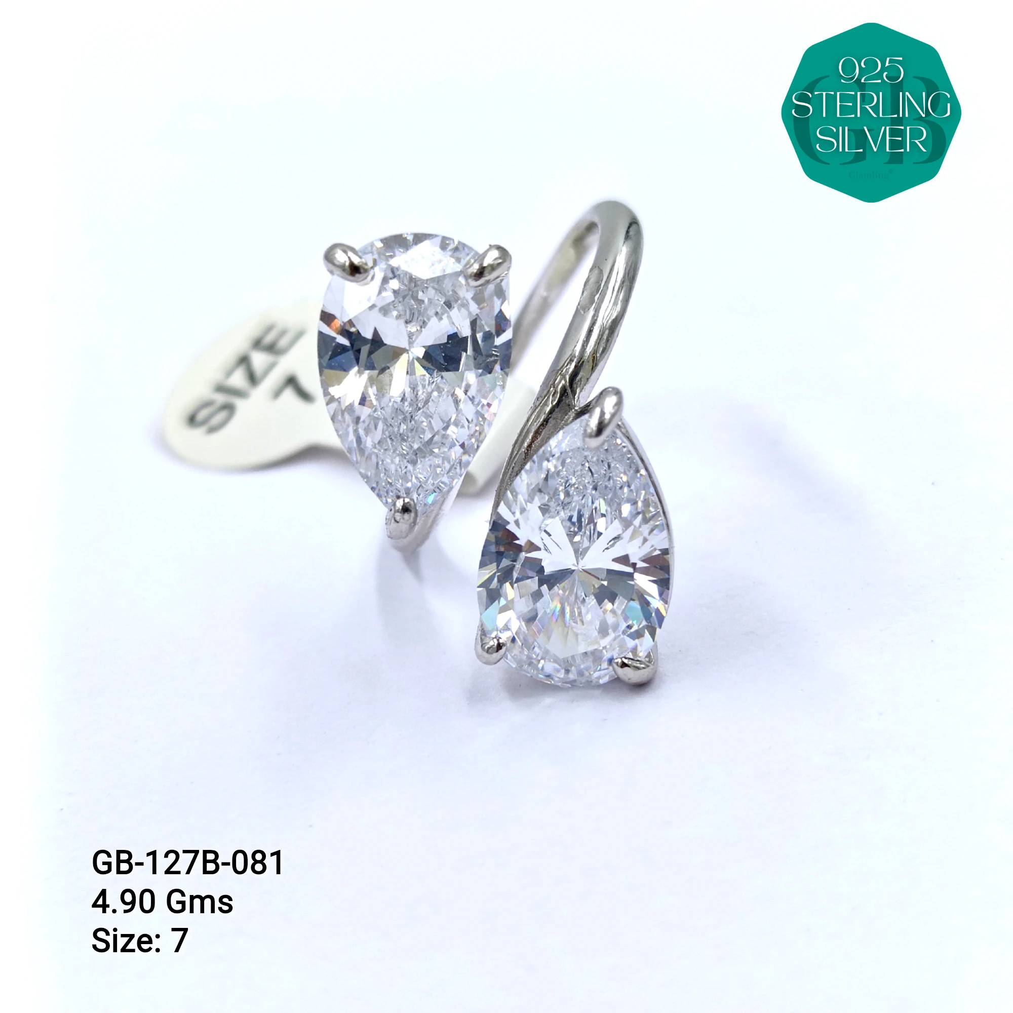 LUXURY - PREMIUM RINGS B - Premium 925 Silver Jewellery - SKU: GB-127B-081 - Hyderabad Silver Importers