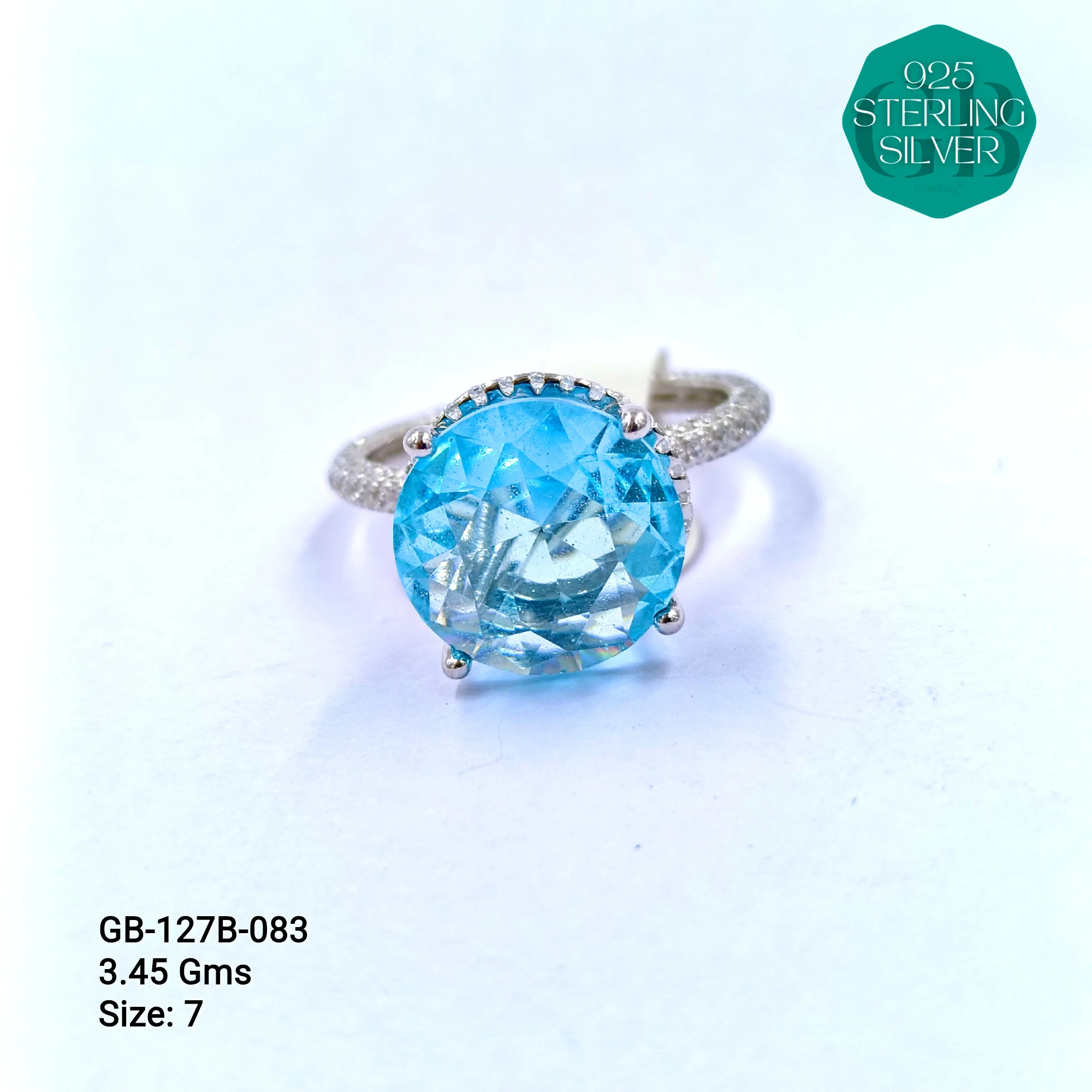 LUXURY - PREMIUM RINGS B - Premium 925 Silver Jewellery - SKU: GB-127B-083 - Hyderabad Silver Importers