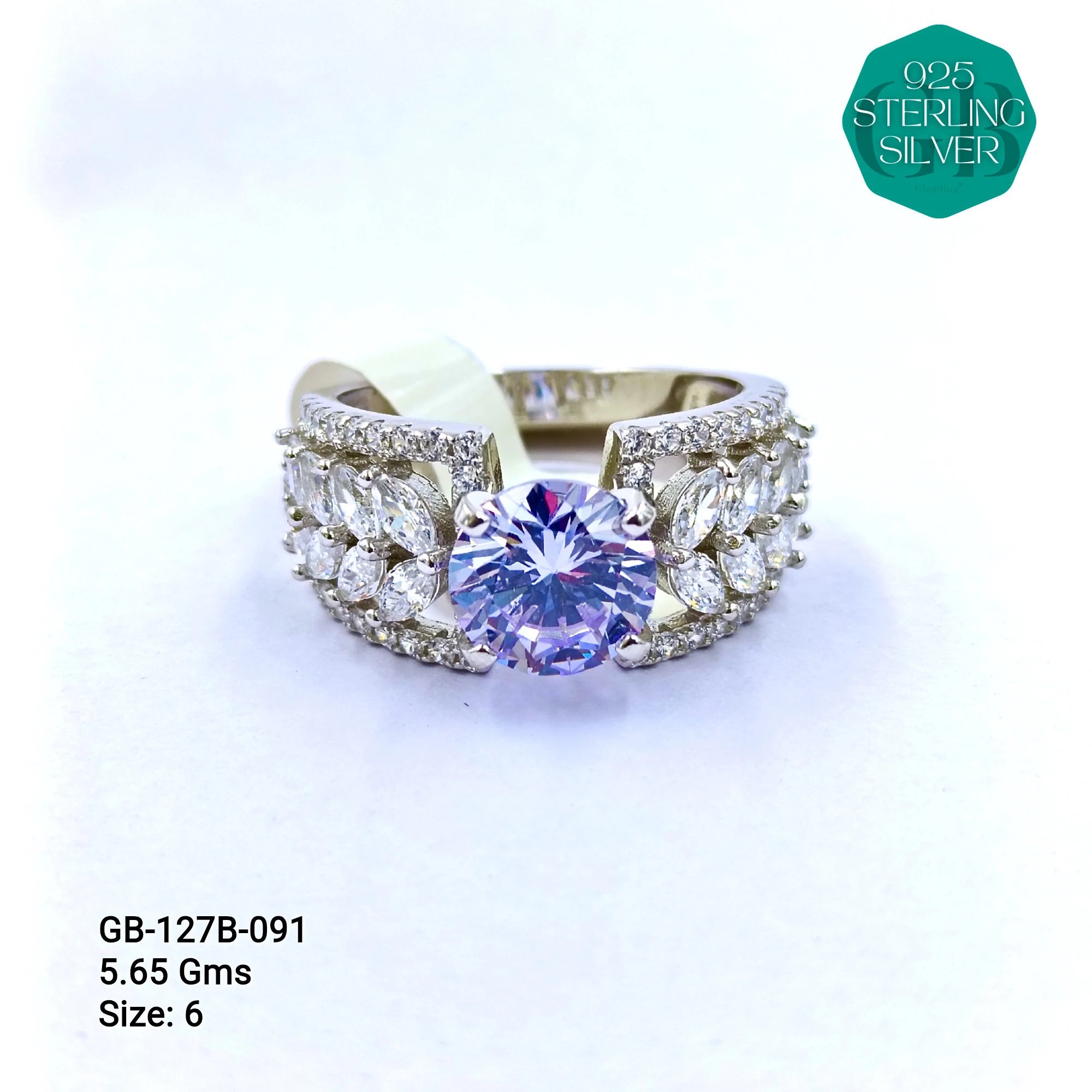 LUXURY - PREMIUM RINGS B - Premium 925 Silver Jewellery - SKU: GB-127B-091 - Hyderabad Silver Importers