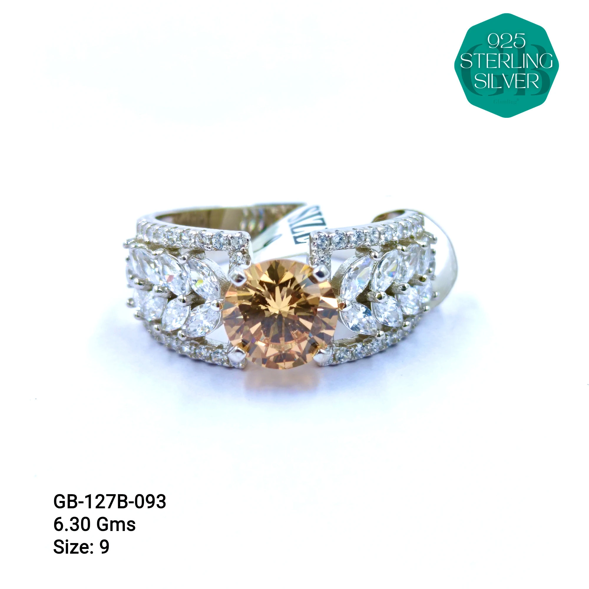 LUXURY - PREMIUM RINGS B - Premium 925 Silver Jewellery - SKU: GB-127B-093 - Hyderabad Silver Importers