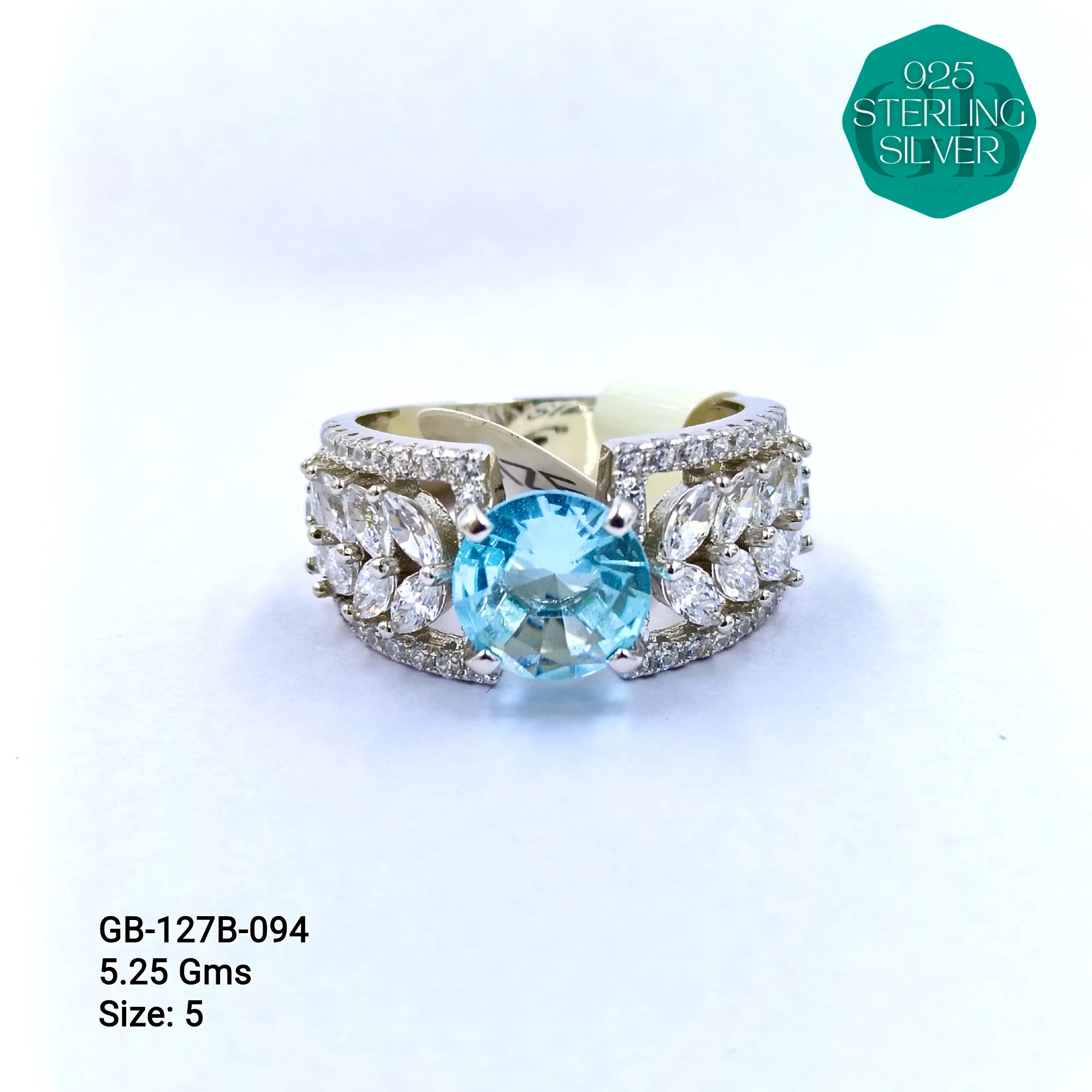 LUXURY - PREMIUM RINGS B - Premium 925 Silver Jewellery - SKU: GB-127B-094 - Hyderabad Silver Importers