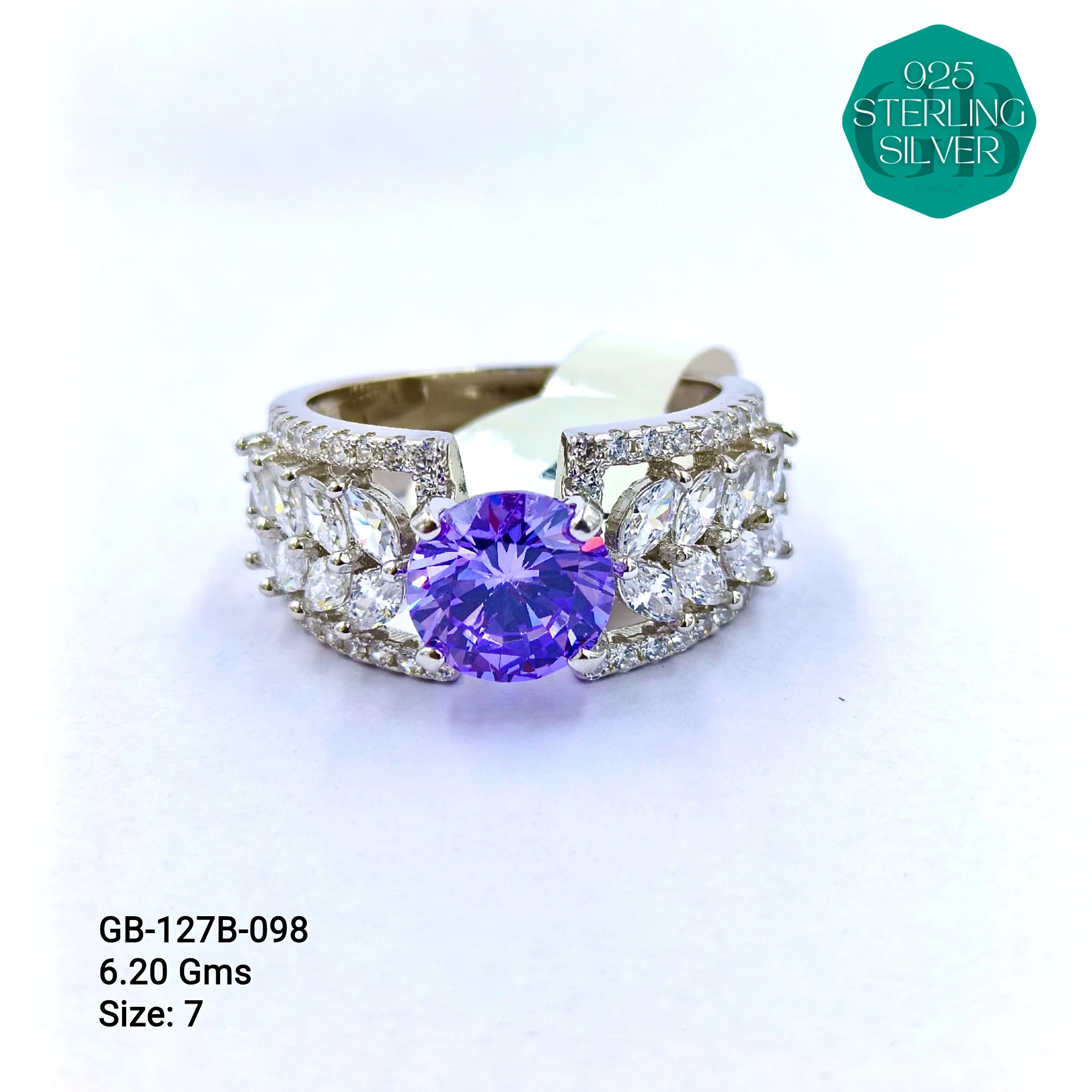 LUXURY - PREMIUM RINGS B - Premium 925 Silver Jewellery - SKU: GB-127B-098 - Hyderabad Silver Importers