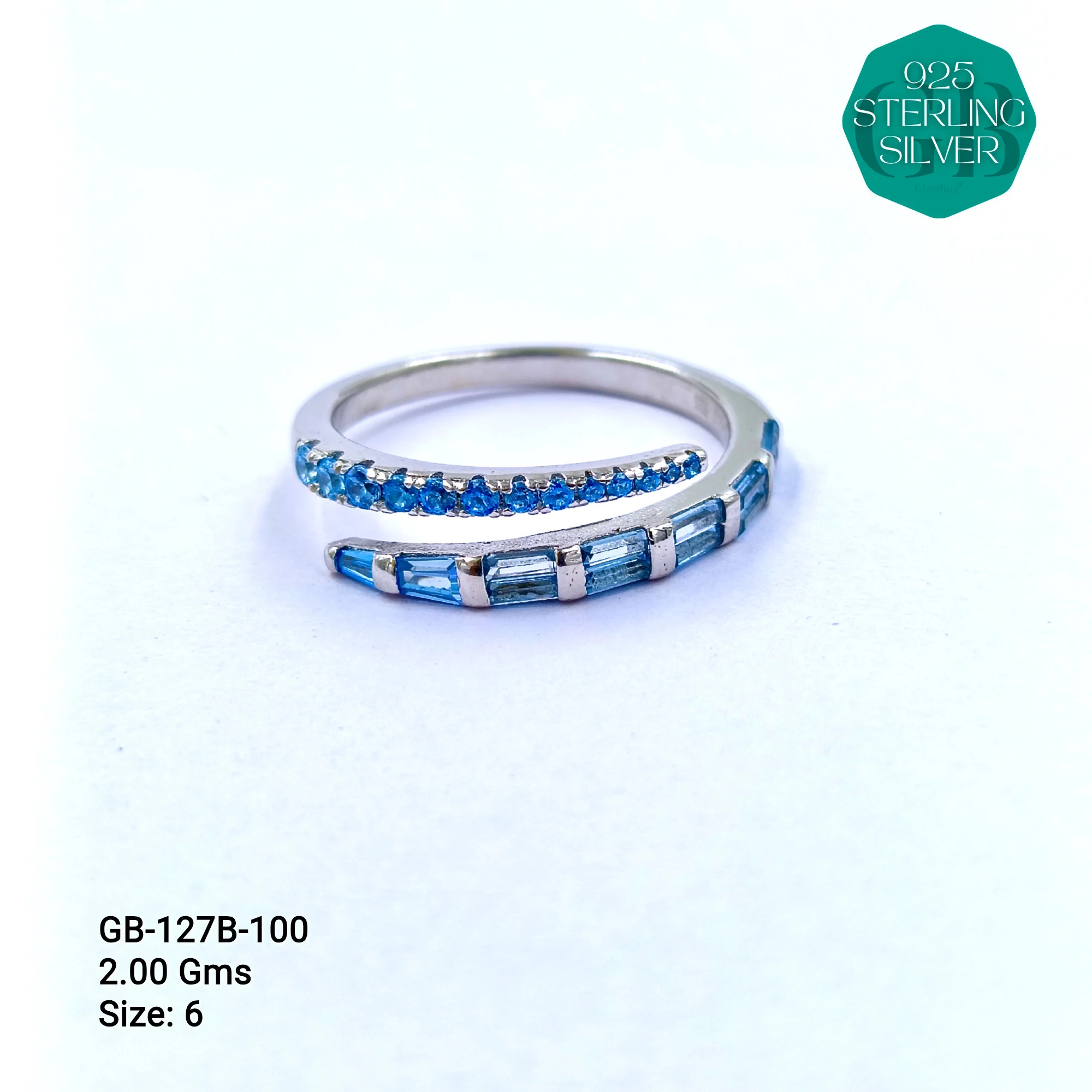 LUXURY - PREMIUM RINGS B - Premium 925 Silver Jewellery - SKU: GB-127B-100 - Hyderabad Silver Importers