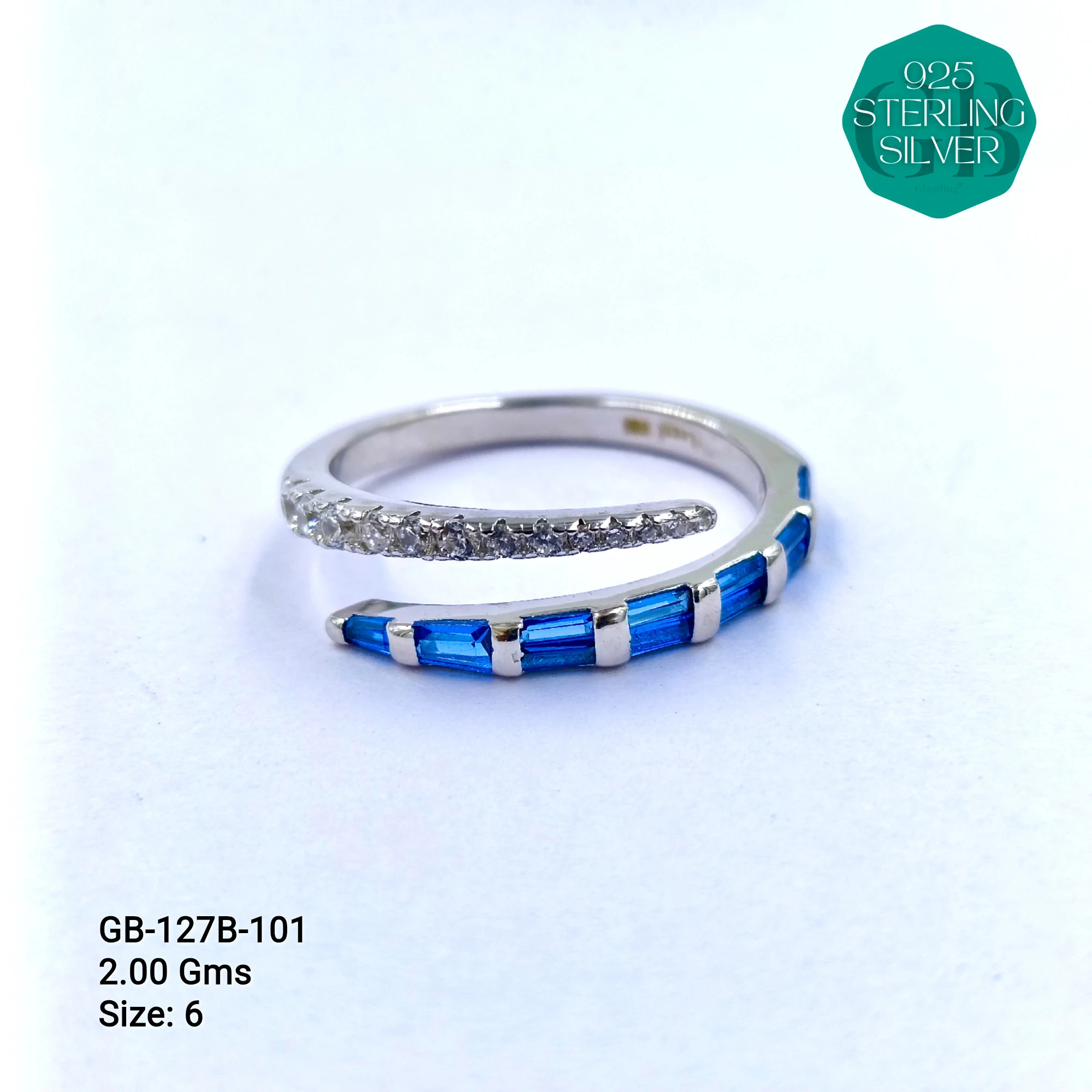 LUXURY - PREMIUM RINGS B - Premium 925 Silver Jewellery - SKU: GB-127B-101 - Hyderabad Silver Importers