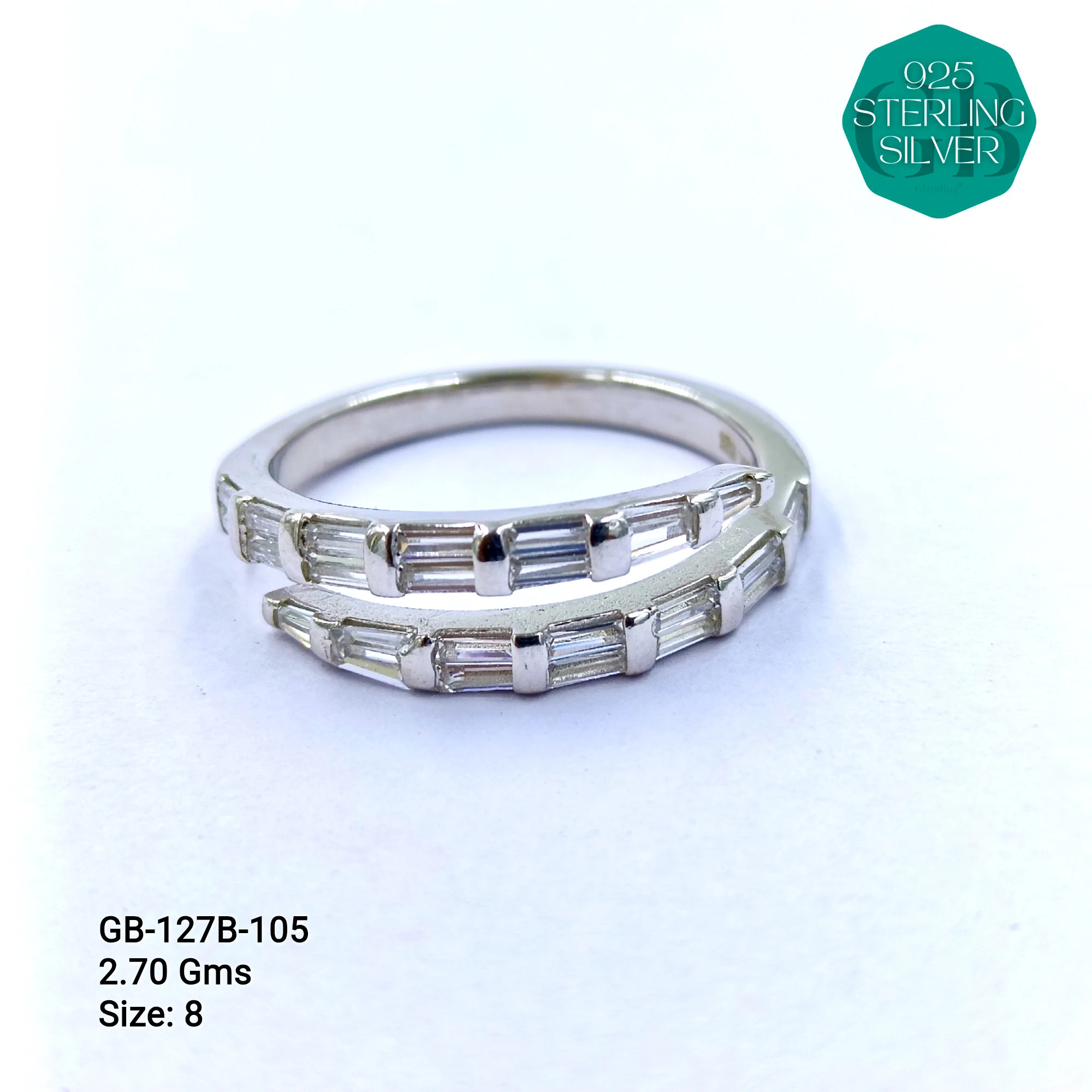 LUXURY - PREMIUM RINGS B - Premium 925 Silver Jewellery - SKU: GB-127B-105 - Hyderabad Silver Importers