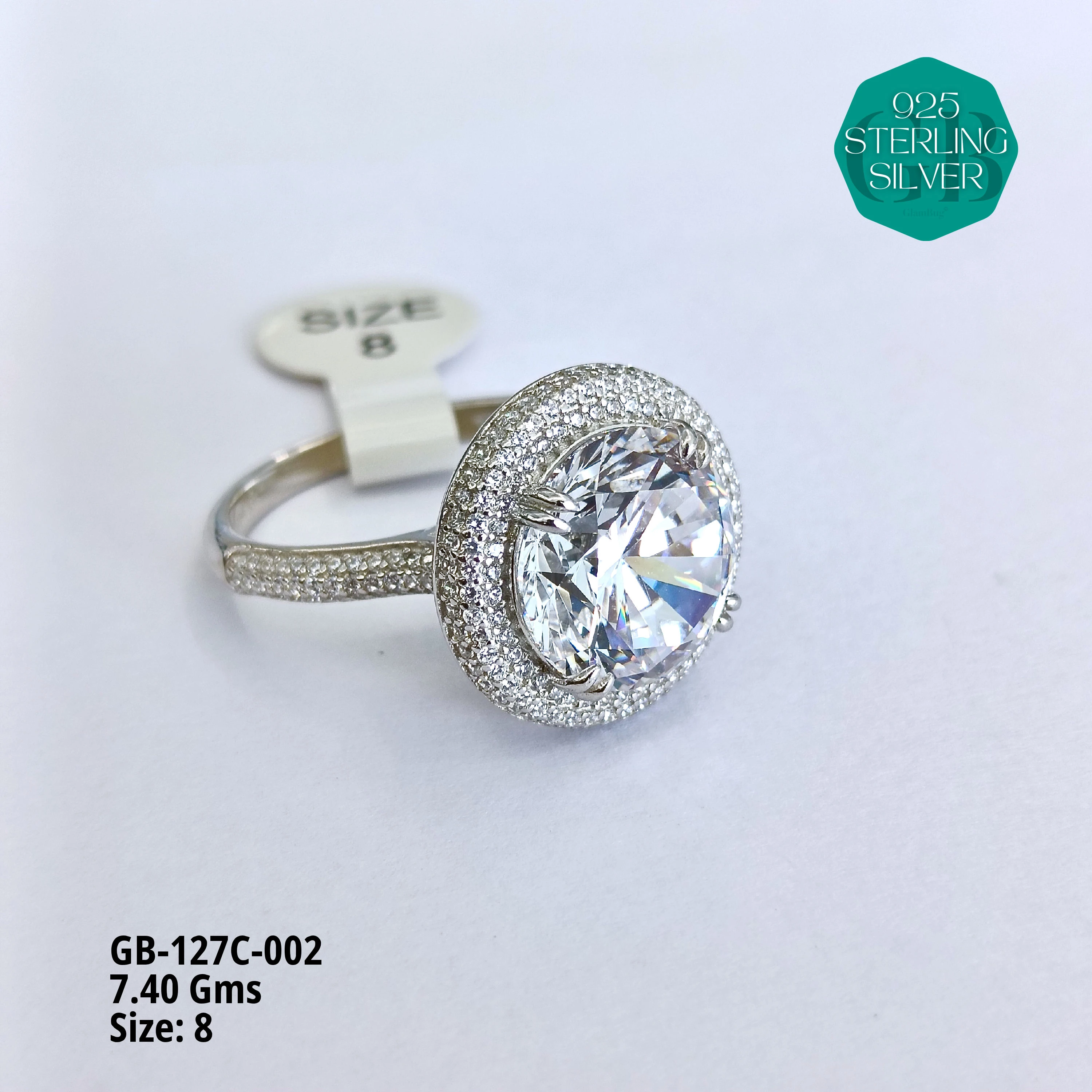 LUXURY - PREMIUM RINGS C - Premium 925 Silver Jewellery - SKU: GB-127C-002 - Hyderabad Silver Importers