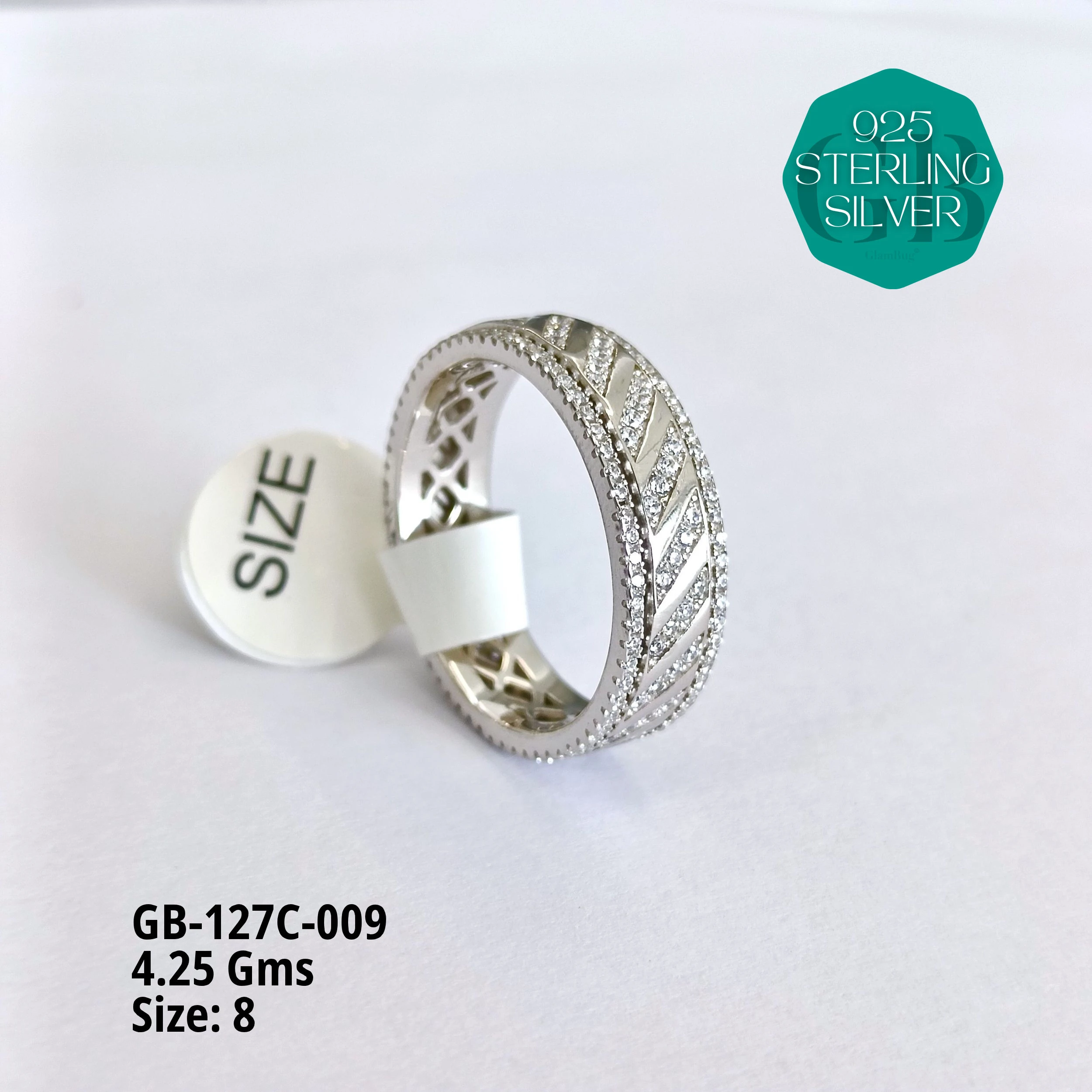 LUXURY - PREMIUM RINGS C - Premium 925 Silver Jewellery - SKU: GB-127C-009 - Hyderabad Silver Importers