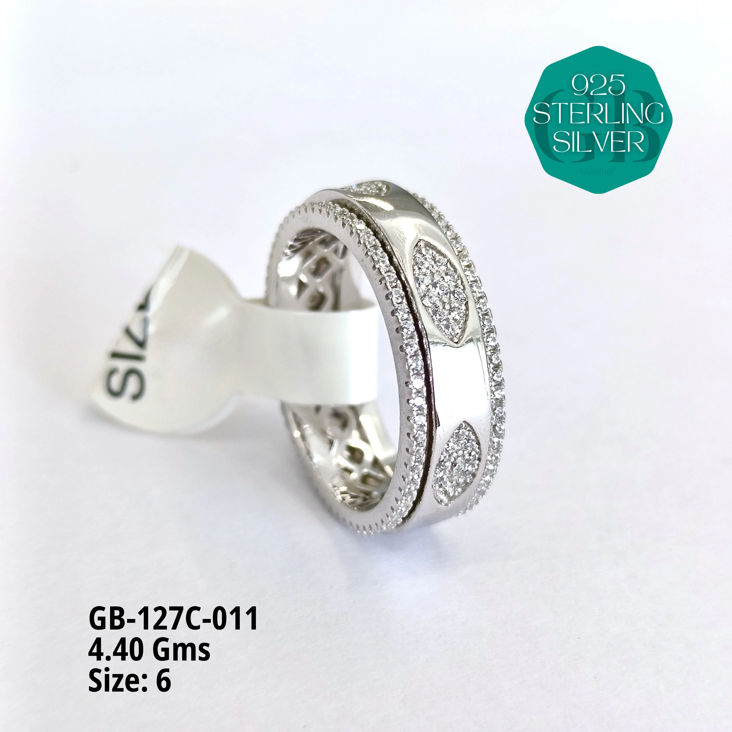LUXURY - PREMIUM RINGS C - Premium 925 Silver Jewellery - SKU: GB-127C-011 - Hyderabad Silver Importers
