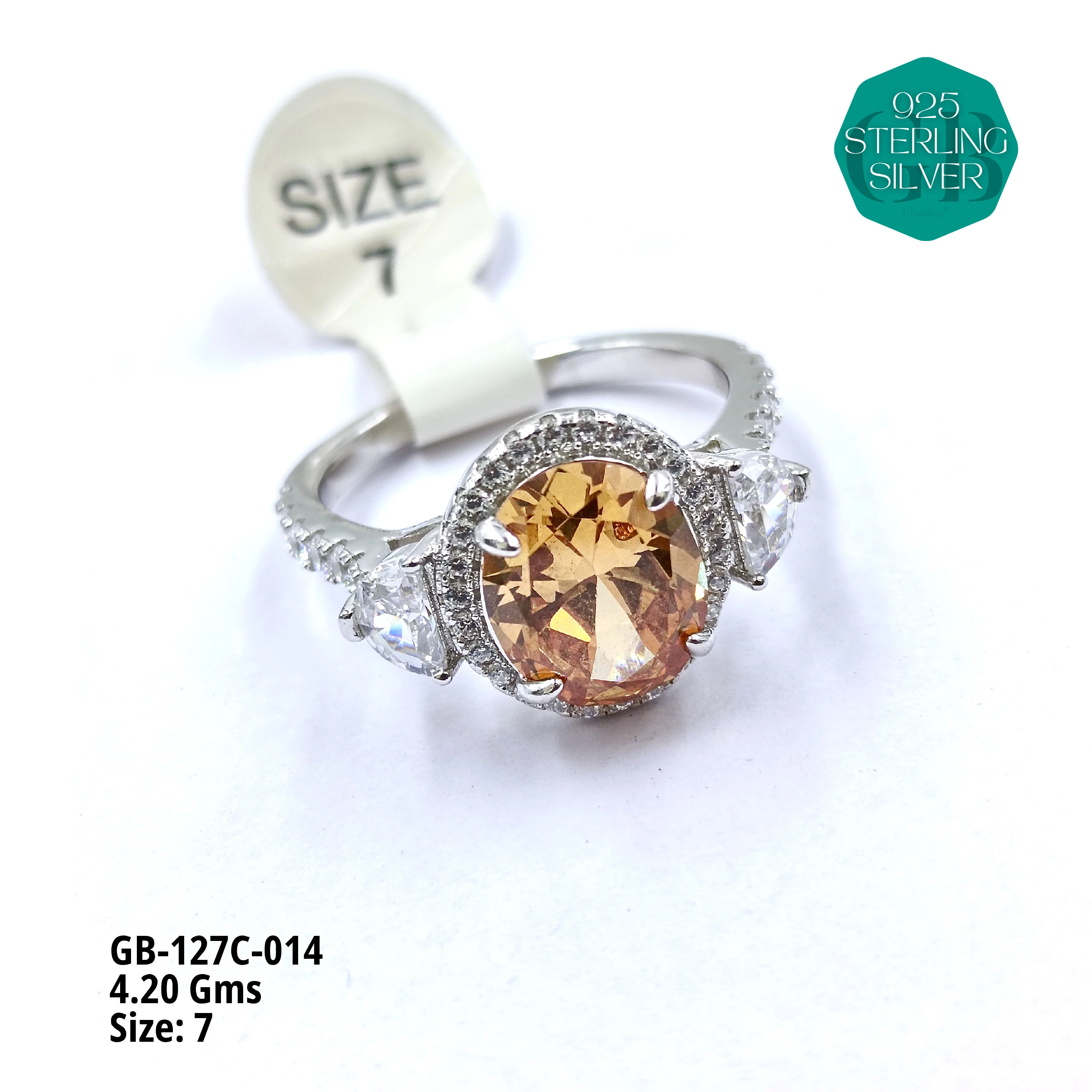 LUXURY - PREMIUM RINGS C - Premium 925 Silver Jewellery - SKU: GB-127C-014 - Hyderabad Silver Importers