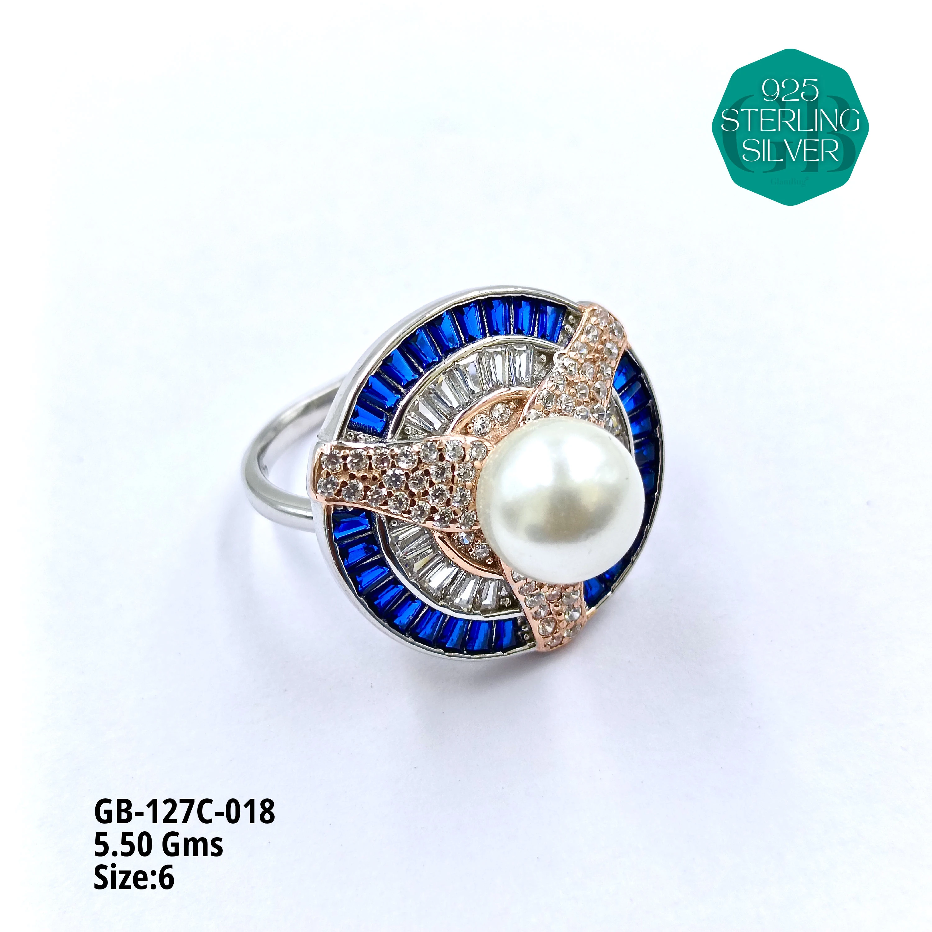 LUXURY - PREMIUM RINGS C - Premium 925 Silver Jewellery - SKU: GB-127C-018 - Hyderabad Silver Importers