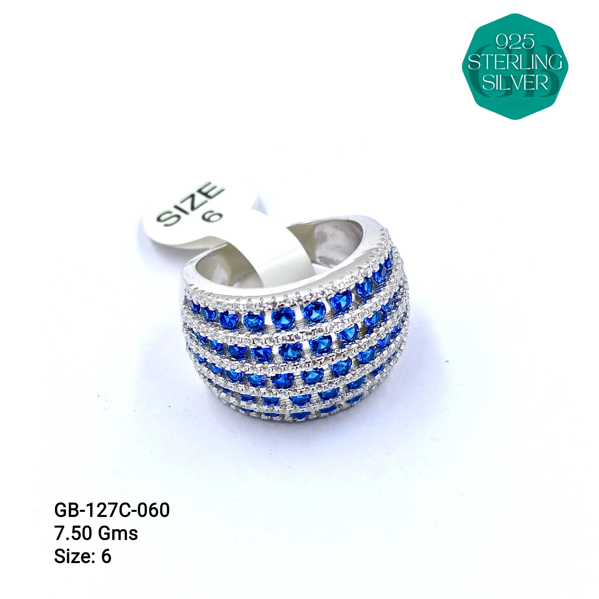LUXURY - PREMIUM RINGS C - Premium 925 Silver Jewellery - SKU: GB-127C-060 - Hyderabad Silver Importers