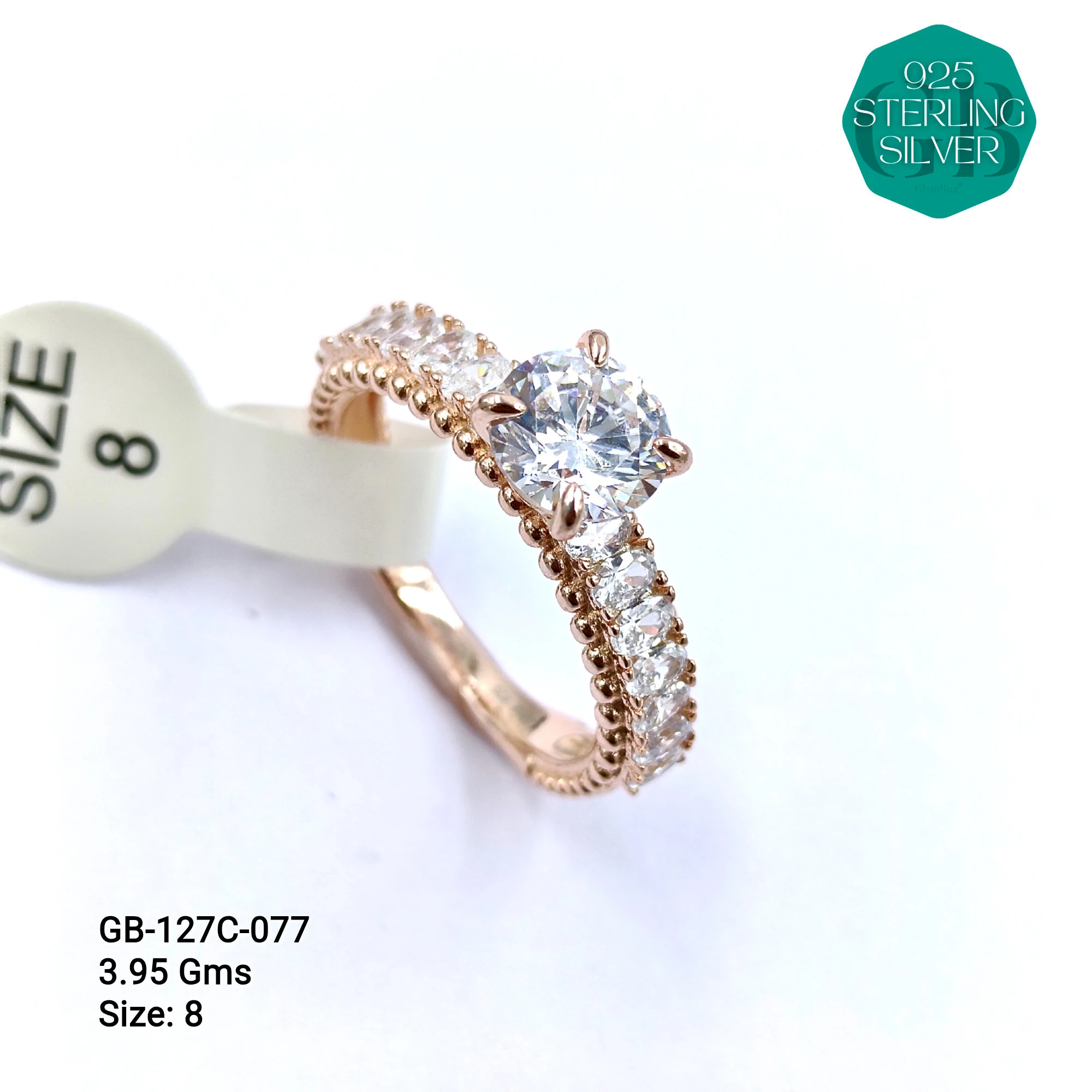 LUXURY - PREMIUM RINGS C - Premium 925 Silver Jewellery - SKU: GB-127C-077 - Hyderabad Silver Importers