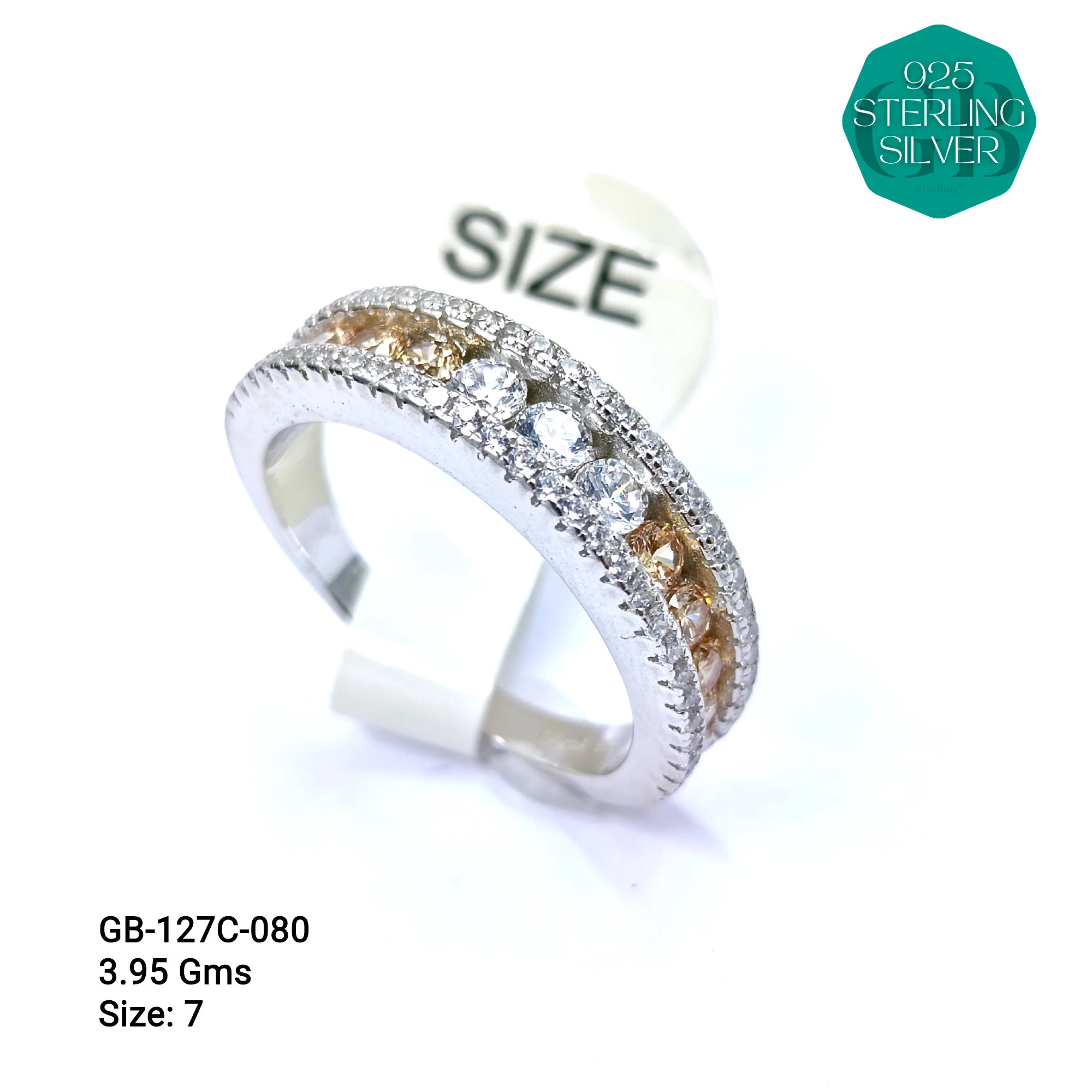 LUXURY - PREMIUM RINGS C - Premium 925 Silver Jewellery - SKU: GB-127C-080 - Hyderabad Silver Importers