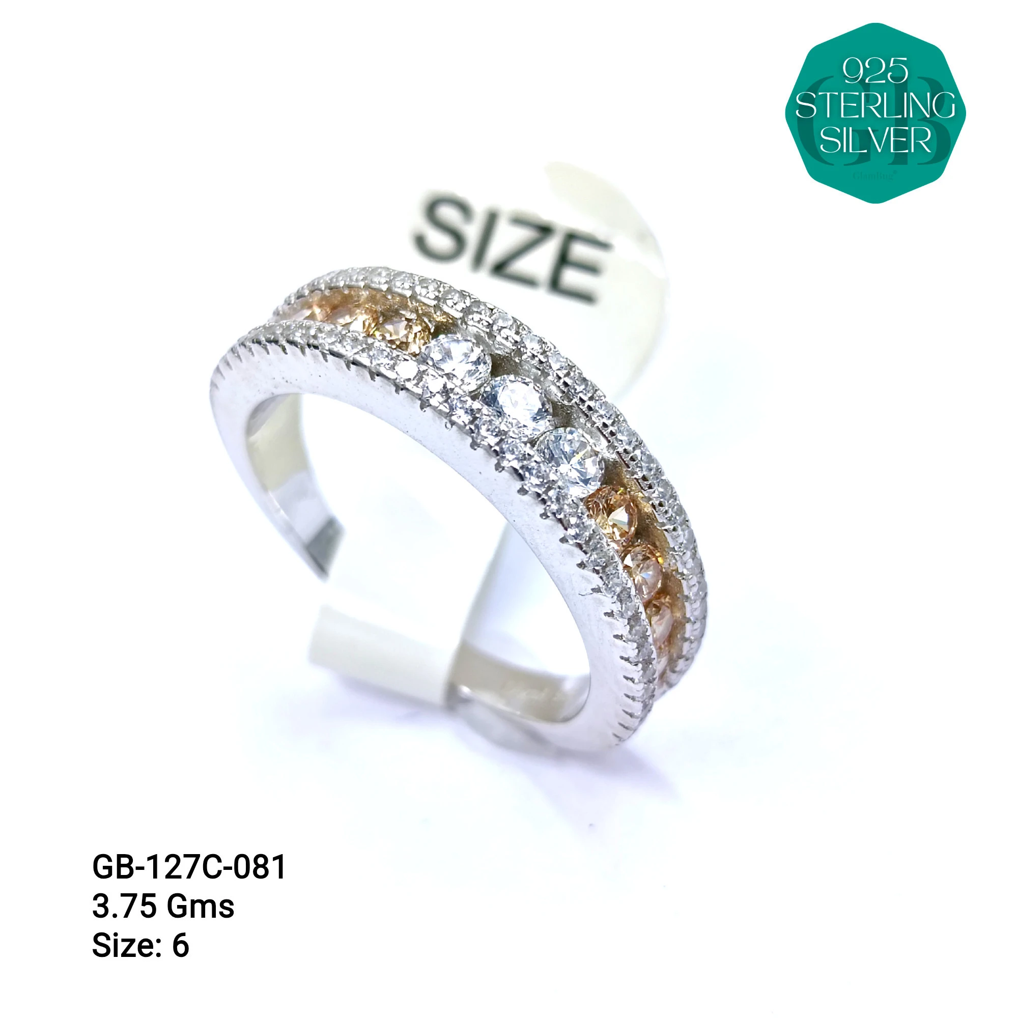 LUXURY - PREMIUM RINGS C - Premium 925 Silver Jewellery - SKU: GB-127C-081 - Hyderabad Silver Importers