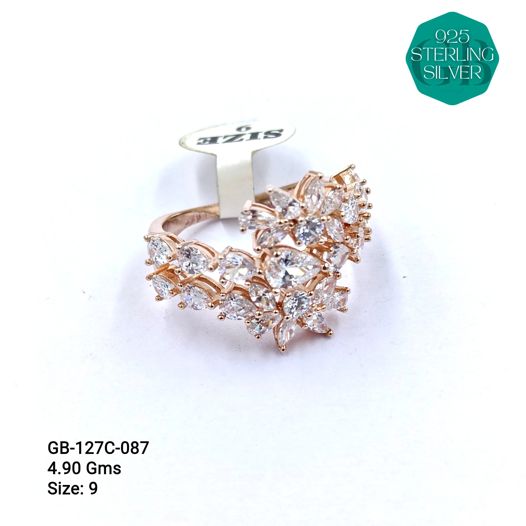 LUXURY - PREMIUM RINGS C - Premium 925 Silver Jewellery - SKU: GB-127C-087 - Hyderabad Silver Importers