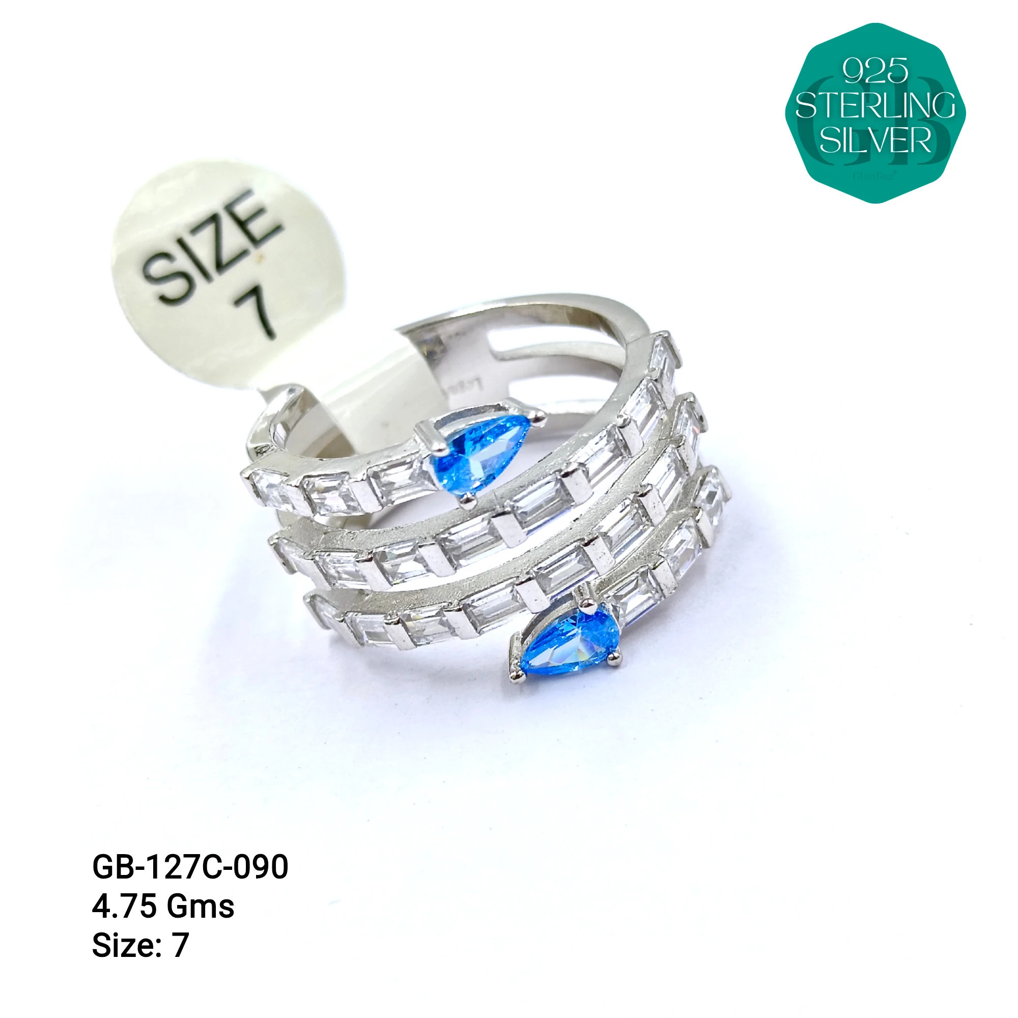 LUXURY - PREMIUM RINGS C - Premium 925 Silver Jewellery - SKU: GB-127C-090 - Hyderabad Silver Importers