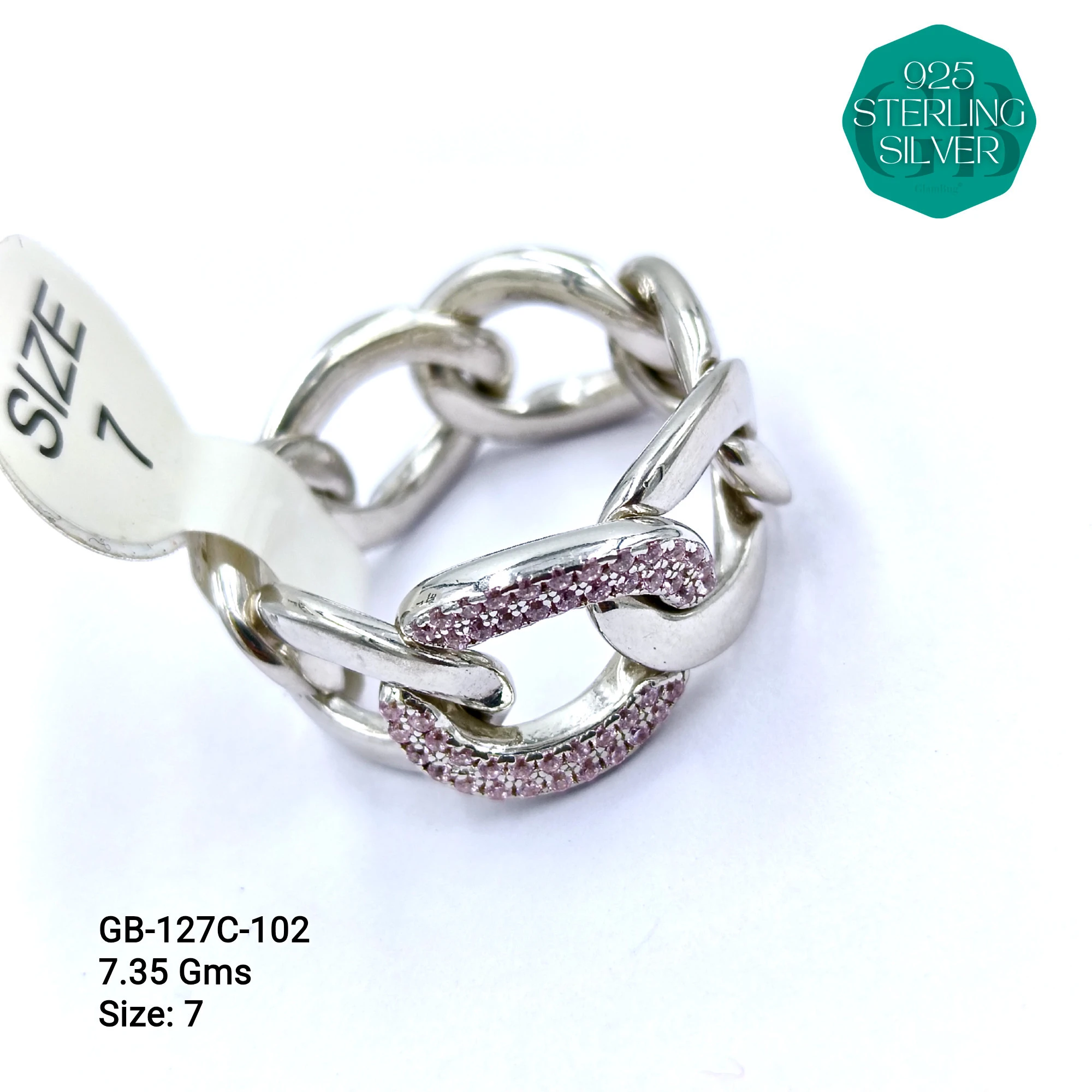 LUXURY - PREMIUM RINGS C - Premium 925 Silver Jewellery - SKU: GB-127C-102 - Hyderabad Silver Importers