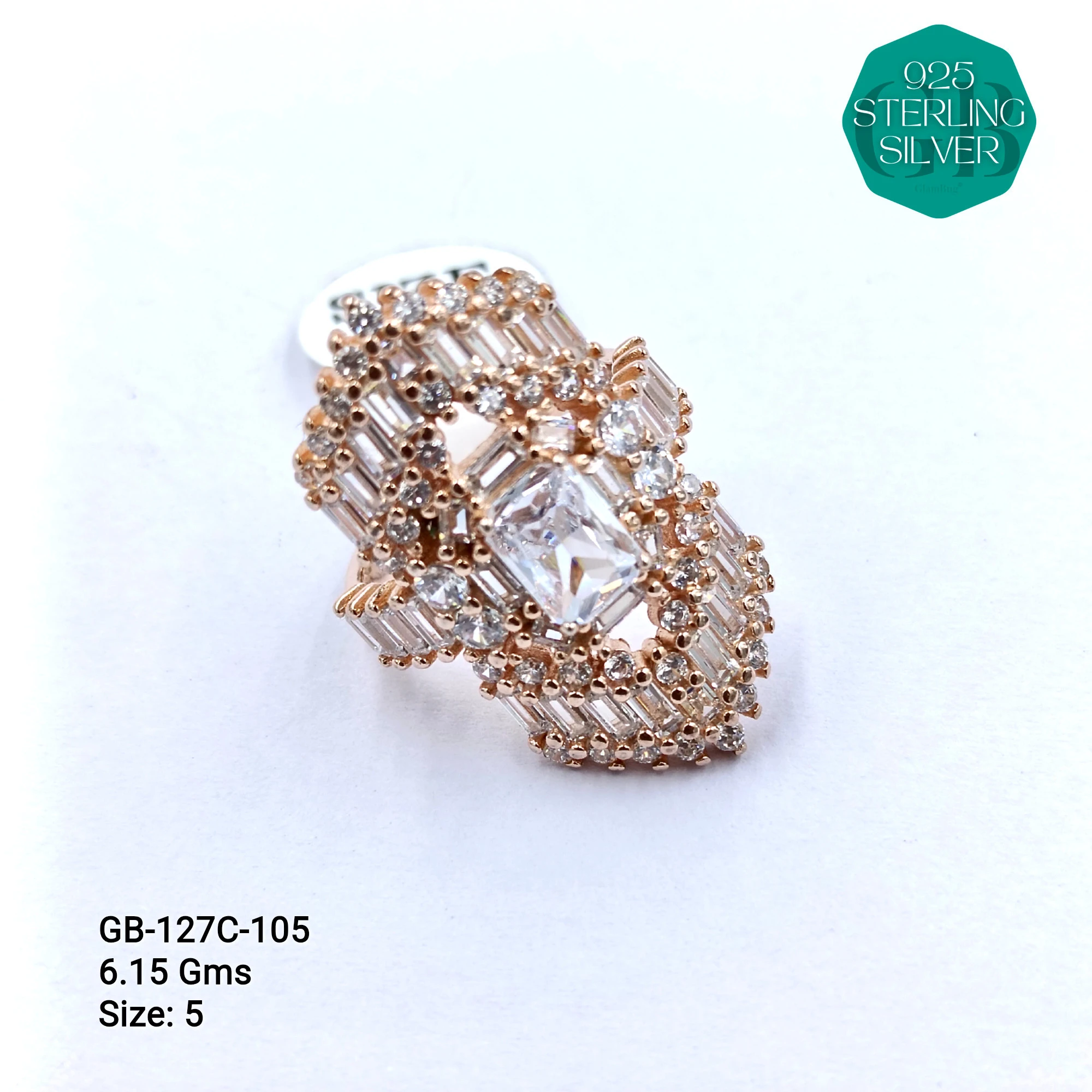 LUXURY - PREMIUM RINGS C - Premium 925 Silver Jewellery - SKU: GB-127C-105 - Hyderabad Silver Importers