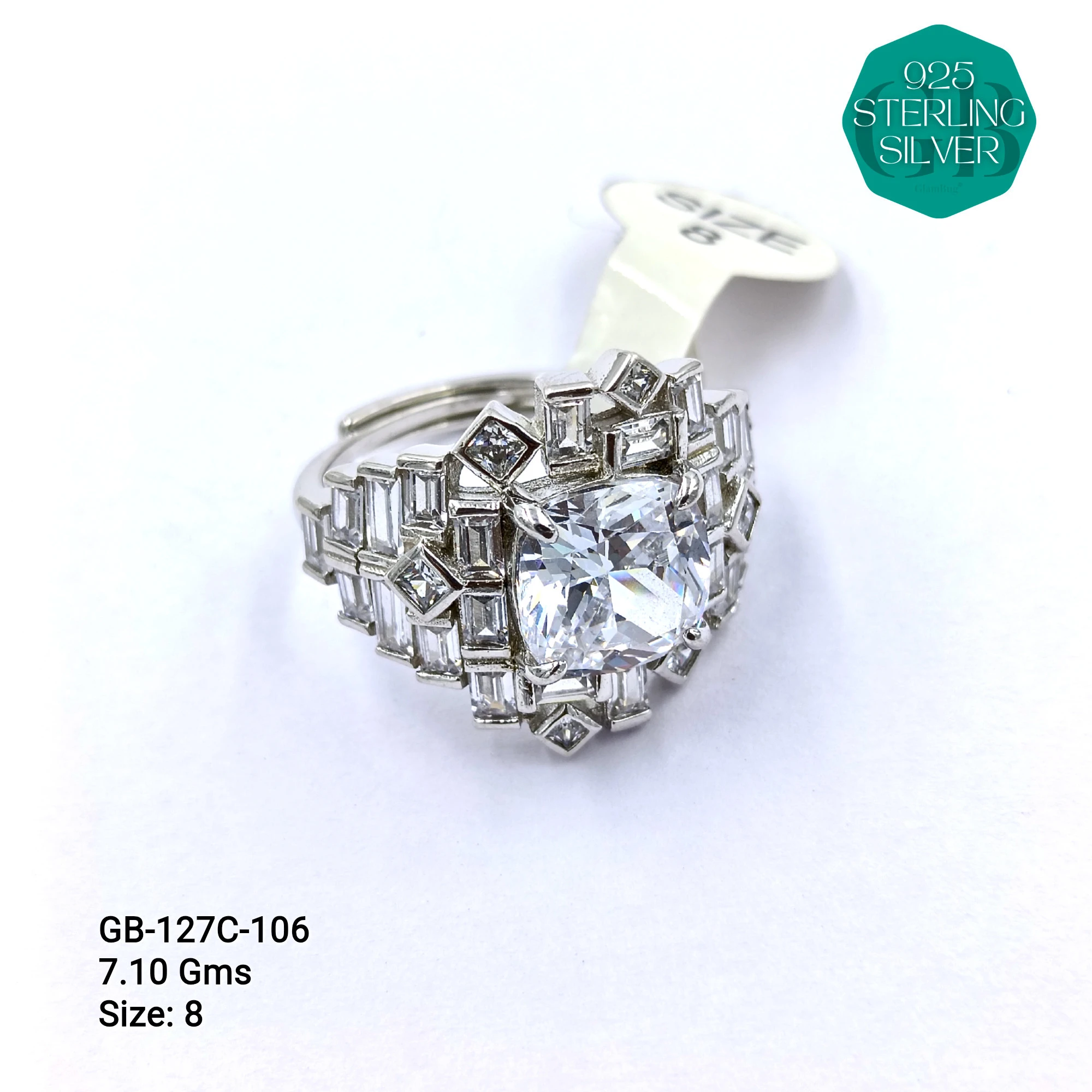 LUXURY - PREMIUM RINGS C - Premium 925 Silver Jewellery - SKU: GB-127C-106 - Hyderabad Silver Importers