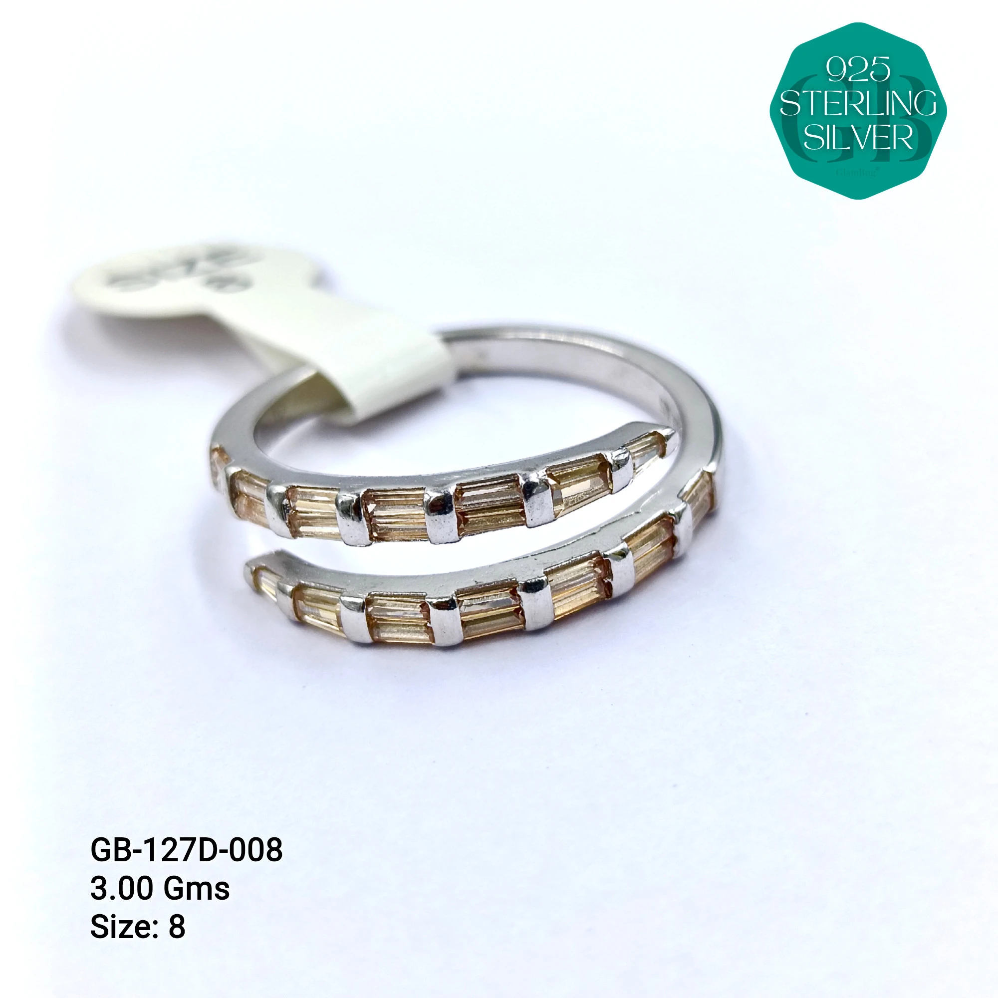 LUXURY - PREMIUM RINGS D - Premium 925 Silver Jewellery - SKU: GB-127D-008 - Hyderabad Silver Importers