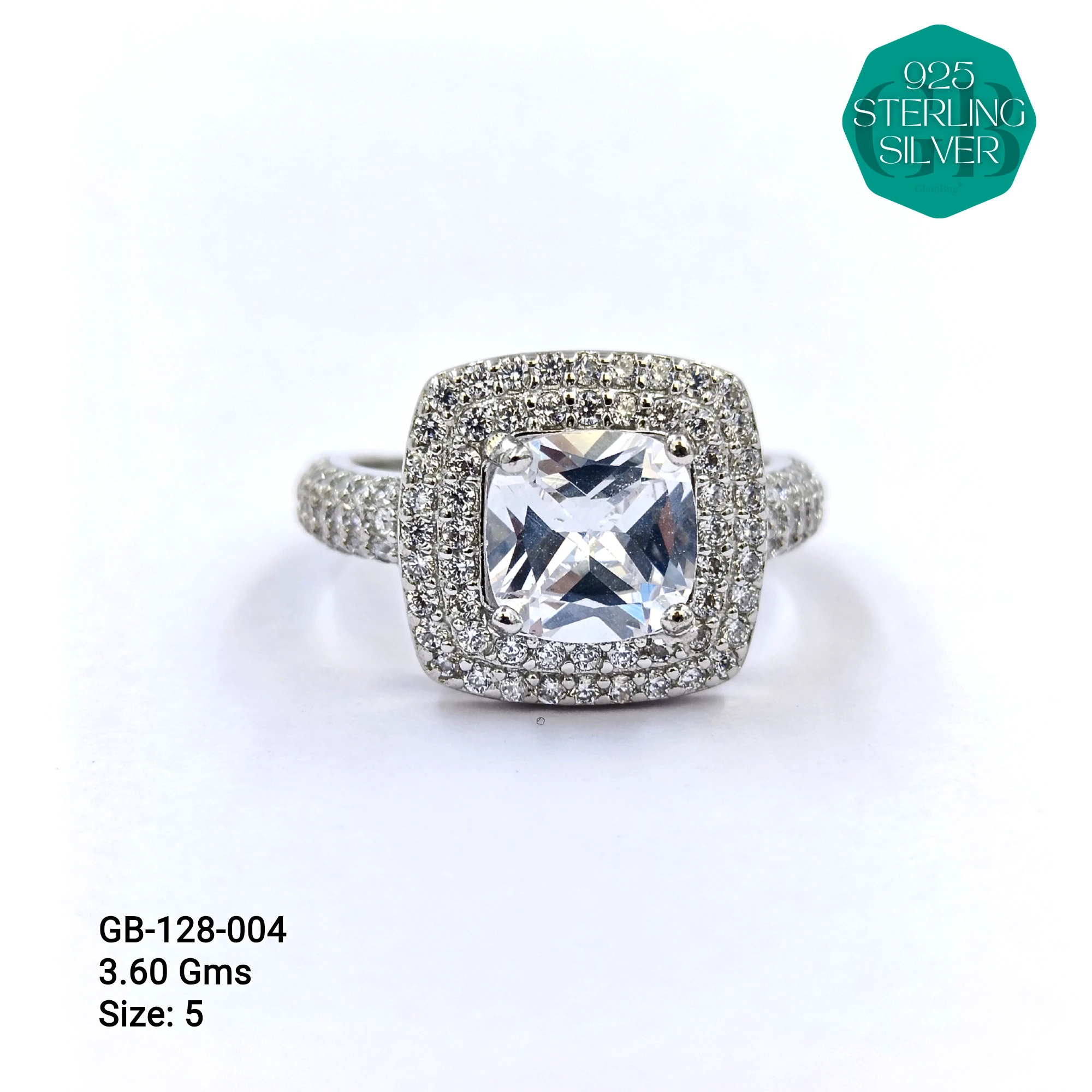 FANCY BAGUETTE RINGS - Premium 925 Silver Jewellery - SKU: GB-128-004 - Hyderabad Silver Importers