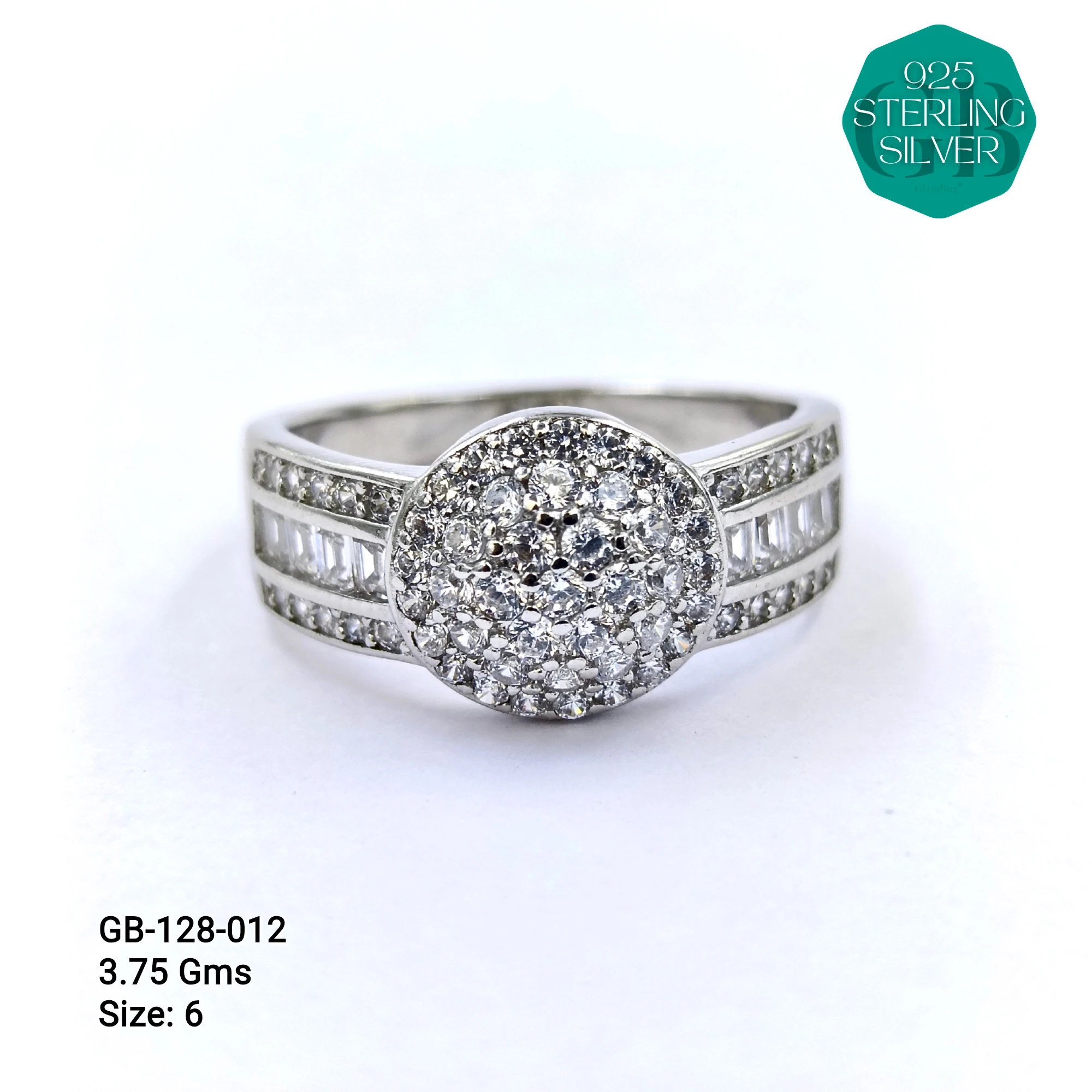 FANCY BAGUETTE RINGS - Premium 925 Silver Jewellery - SKU: GB-128-012 - Hyderabad Silver Importers