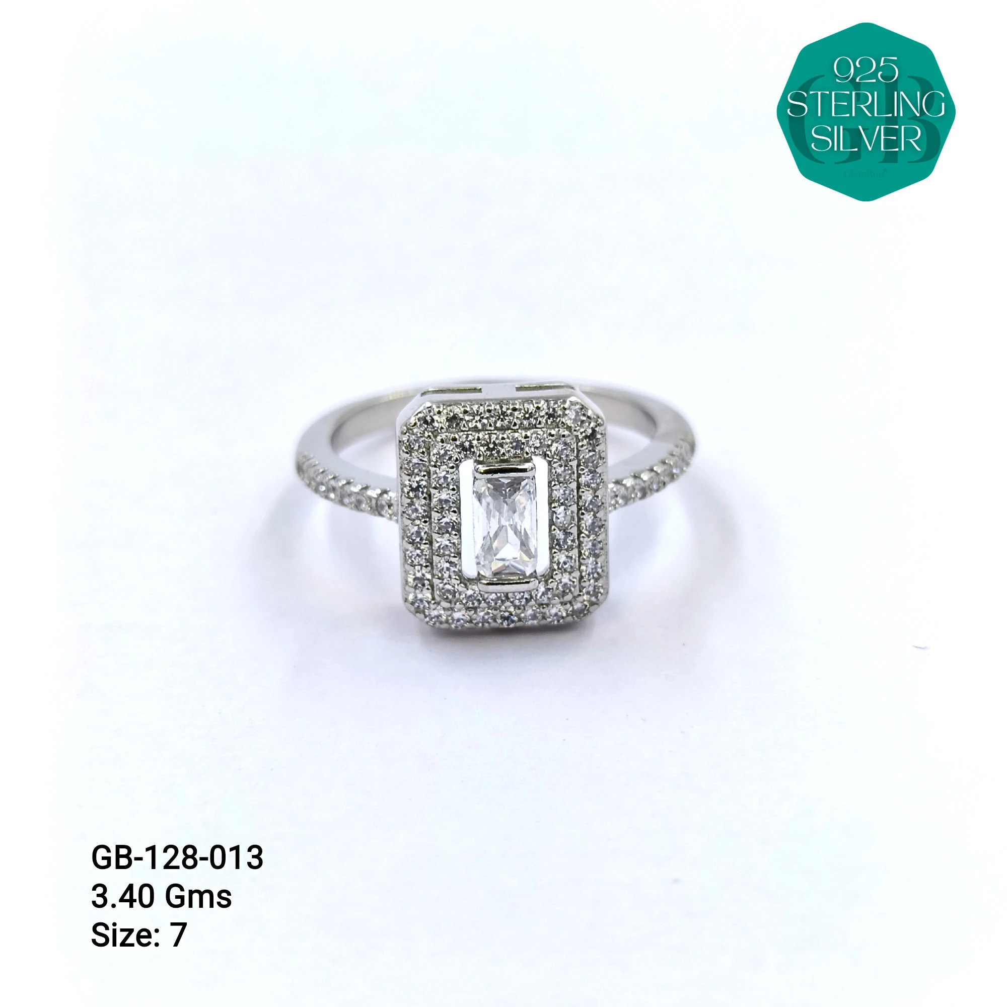 FANCY BAGUETTE RINGS - Premium 925 Silver Jewellery - SKU: GB-128-013 - Hyderabad Silver Importers