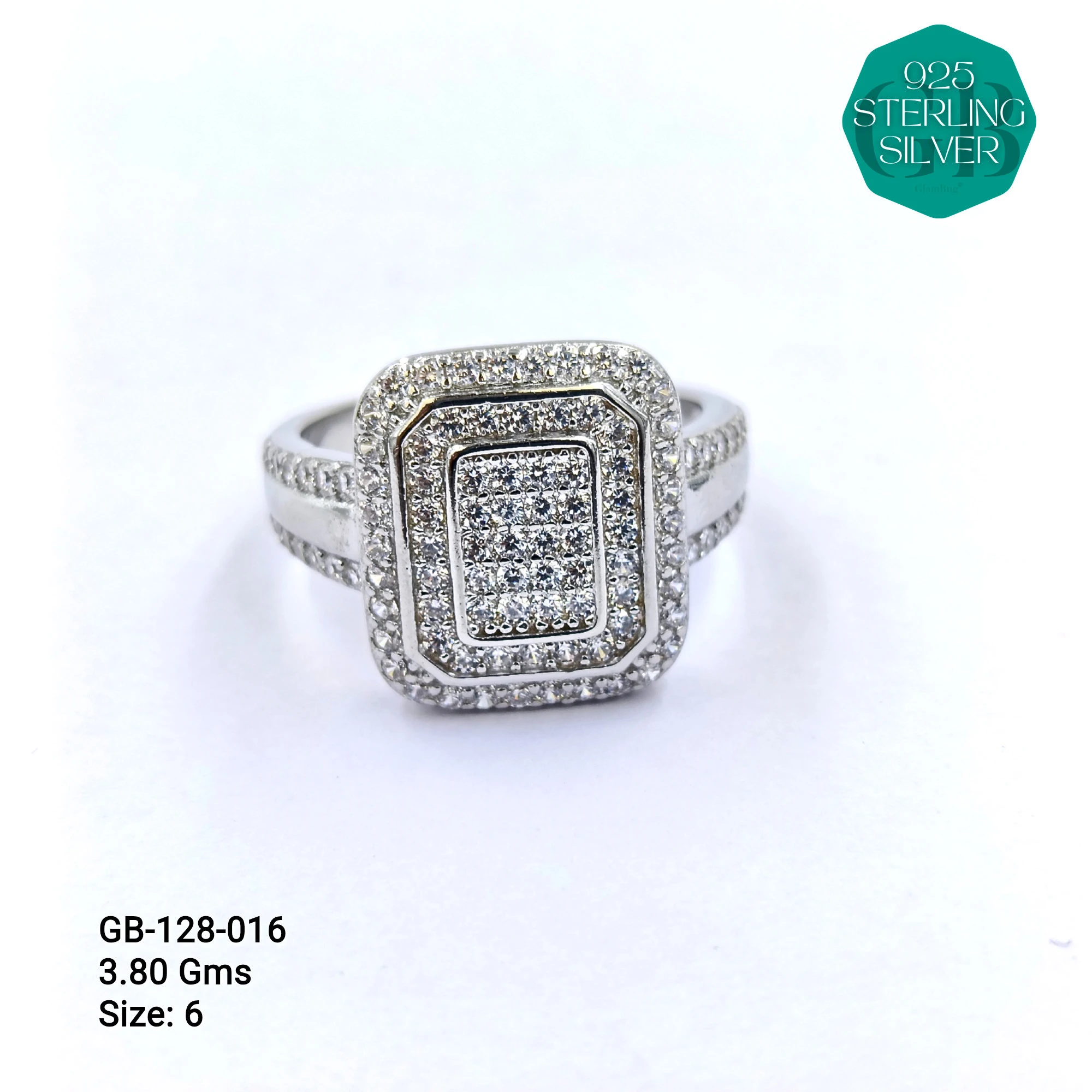 FANCY BAGUETTE RINGS - Premium 925 Silver Jewellery - SKU: GB-128-016 - Hyderabad Silver Importers