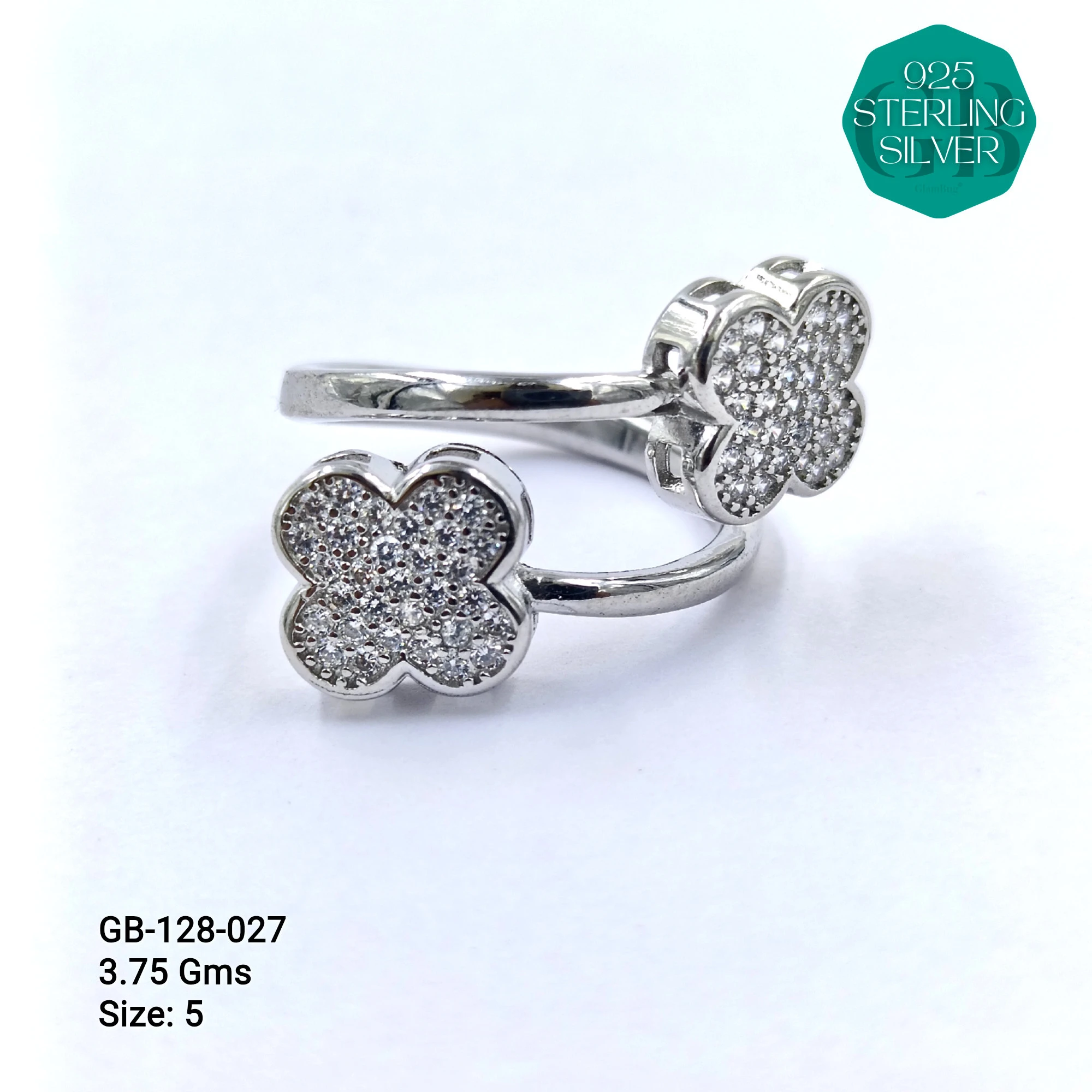 FANCY BAGUETTE RINGS - Premium 925 Silver Jewellery - SKU: GB-128-027 - Hyderabad Silver Importers