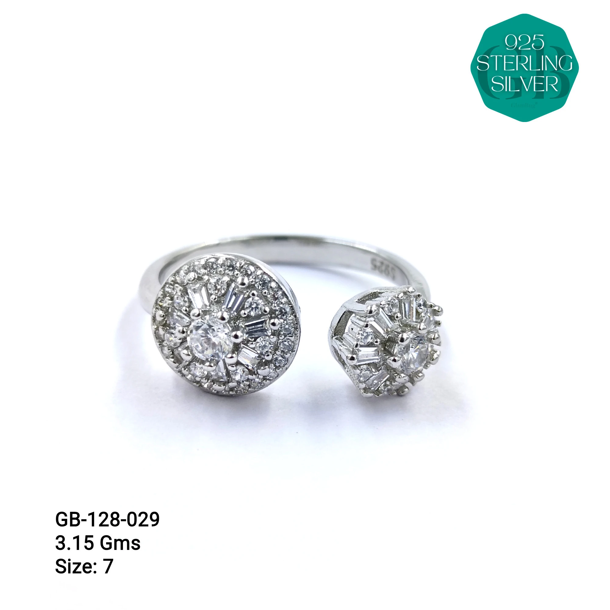 FANCY BAGUETTE RINGS - Premium 925 Silver Jewellery - SKU: GB-128-029 - Hyderabad Silver Importers