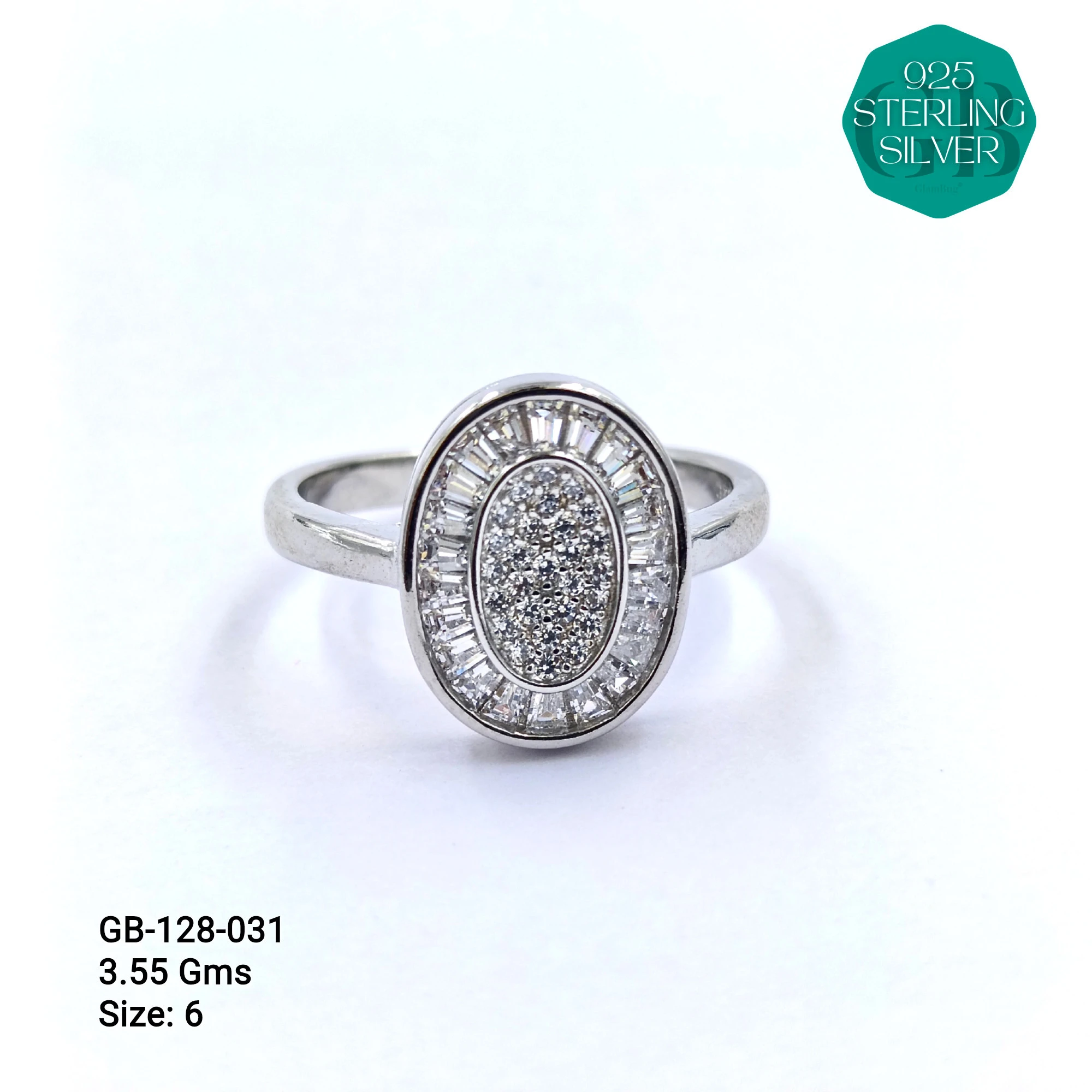 FANCY BAGUETTE RINGS - Premium 925 Silver Jewellery - SKU: GB-128-031 - Hyderabad Silver Importers