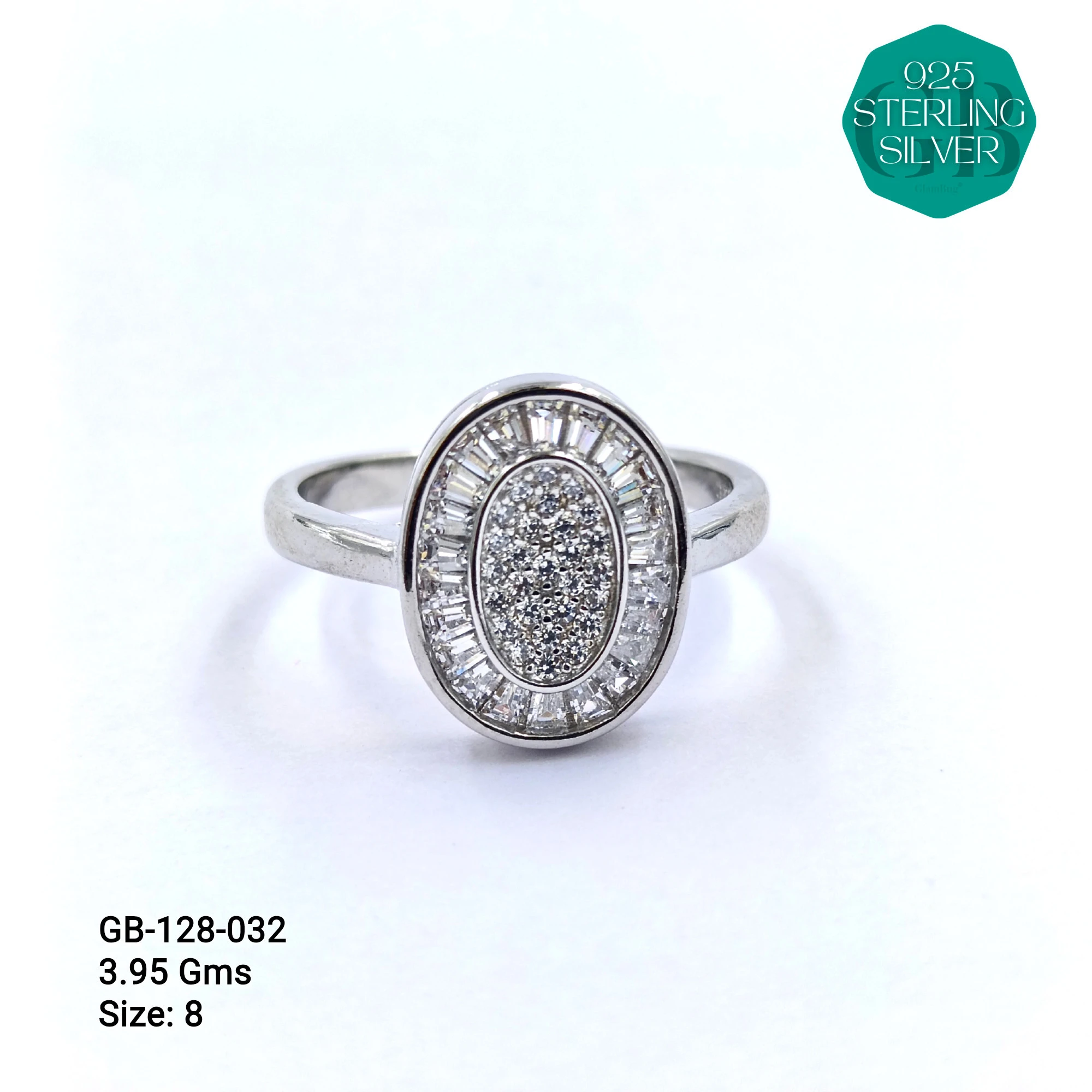 FANCY BAGUETTE RINGS - Premium 925 Silver Jewellery - SKU: GB-128-032 - Hyderabad Silver Importers