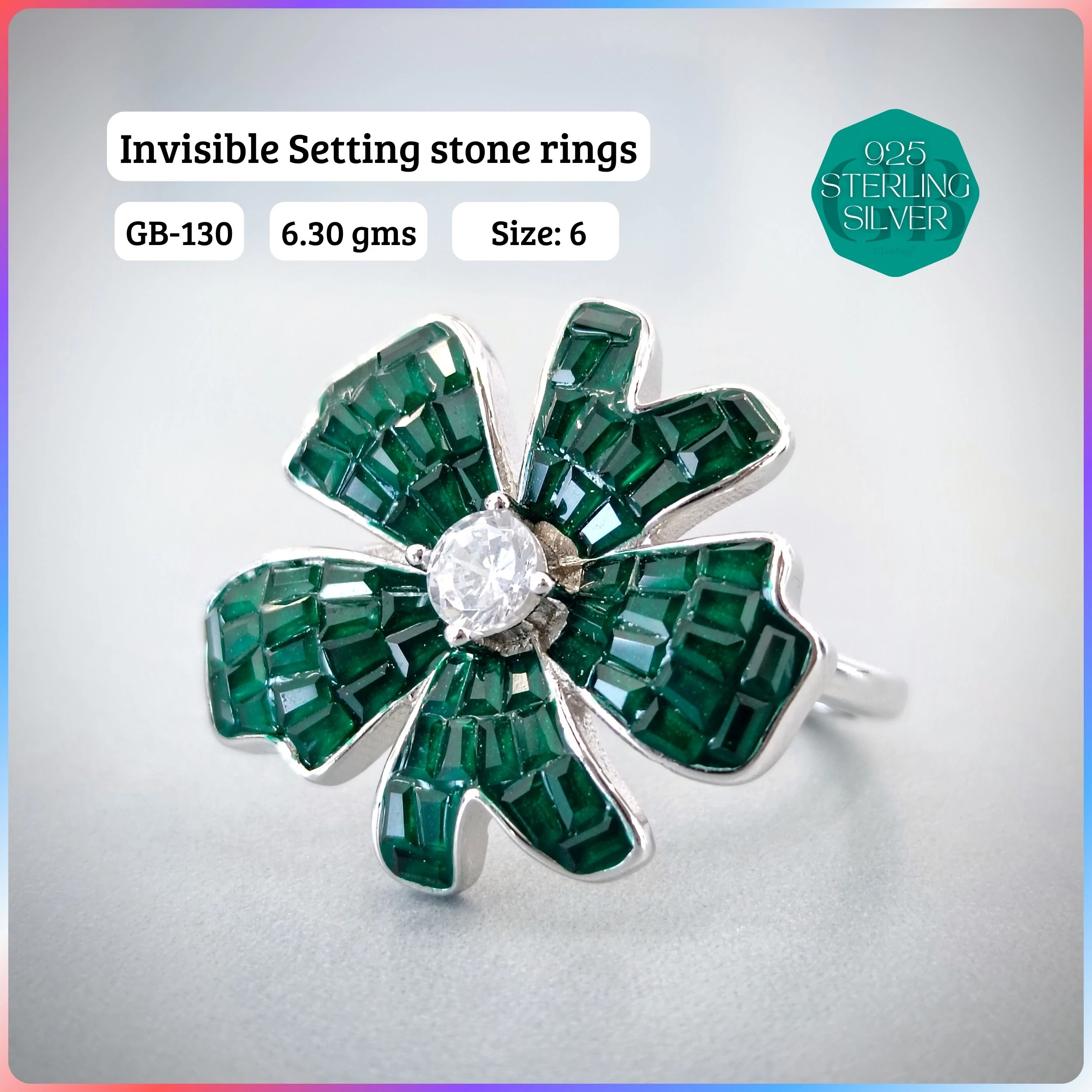 EXCLUSIVE INSIDE SETTING INVISIBLE RINGS - Premium 925 Silver Jewellery - SKU: GB-130-001 - Hyderabad Silver Importers