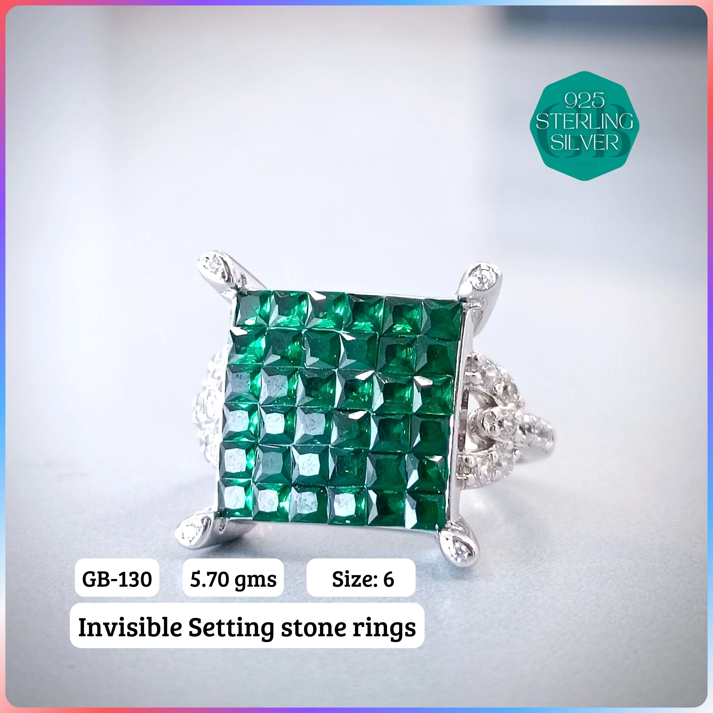 EXCLUSIVE INSIDE SETTING INVISIBLE RINGS - Premium 925 Silver Jewellery - SKU: GB-130-020 - Hyderabad Silver Importers