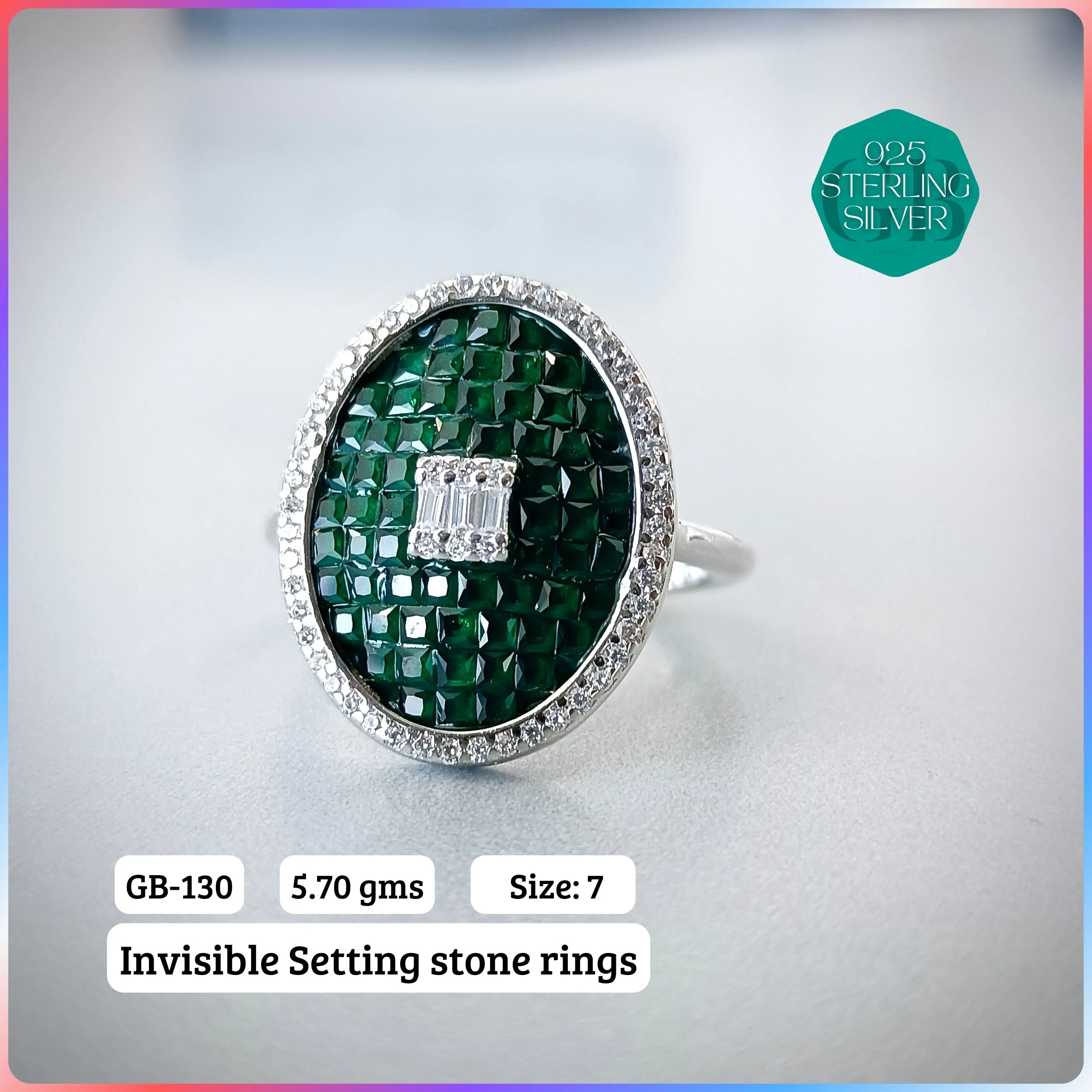 EXCLUSIVE INSIDE SETTING INVISIBLE RINGS - Premium 925 Silver Jewellery - SKU: GB-130-026 - Hyderabad Silver Importers