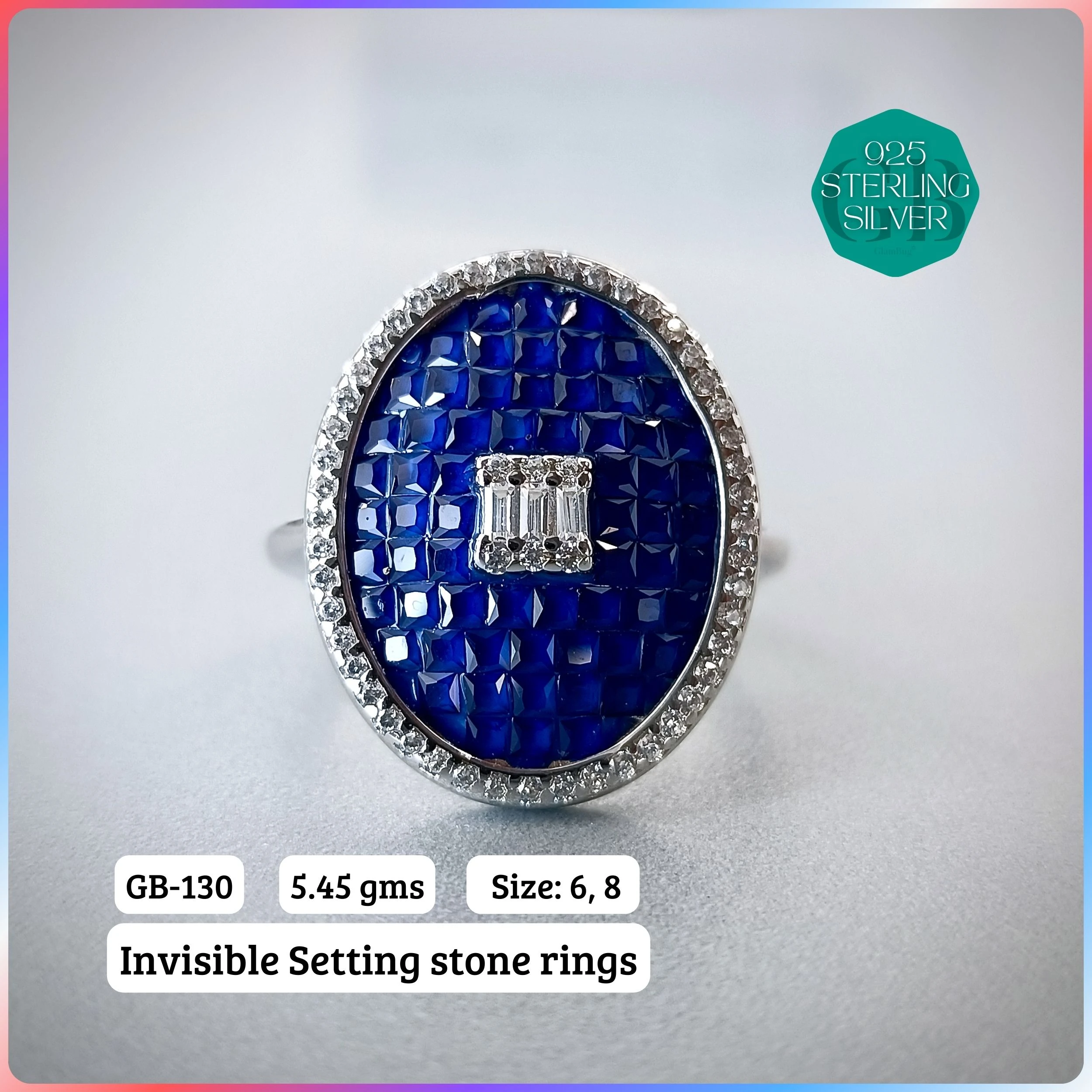 EXCLUSIVE INSIDE SETTING INVISIBLE RINGS - Premium 925 Silver Jewellery - SKU: GB-130-028 - Hyderabad Silver Importers