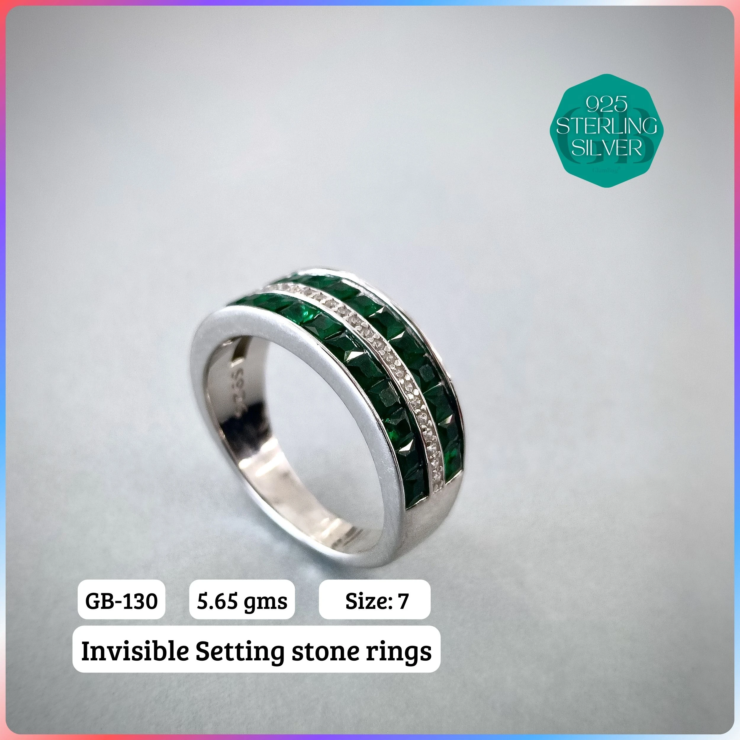 EXCLUSIVE INSIDE SETTING INVISIBLE RINGS - Premium 925 Silver Jewellery - SKU: GB-130-038 - Hyderabad Silver Importers