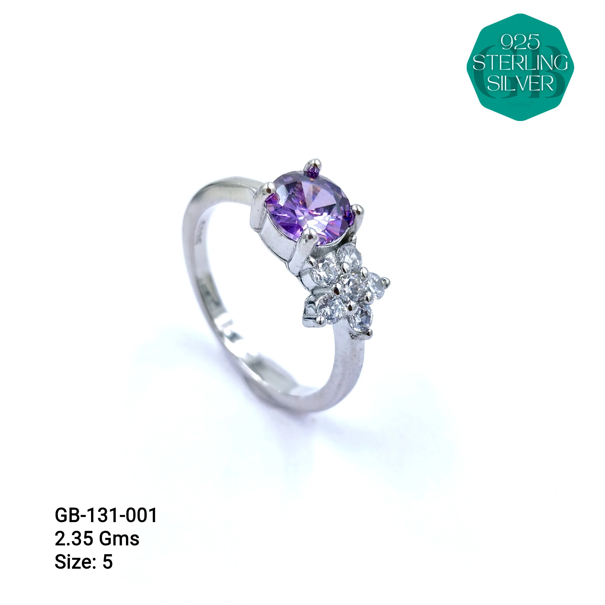 SIDE CZ RINGS - Premium 925 Silver Jewellery - SKU: GB-131-001 - Hyderabad Silver Importers