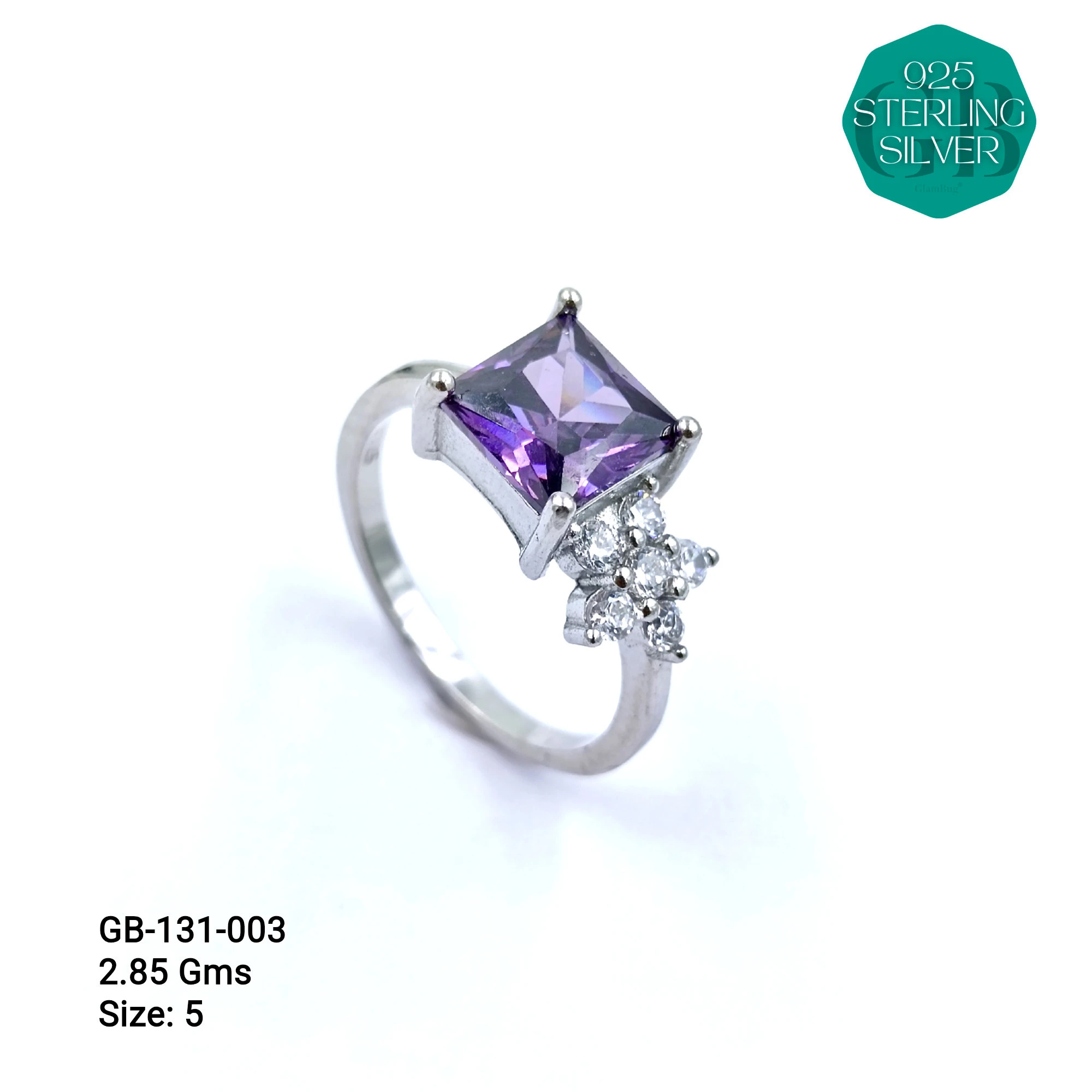 SIDE CZ RINGS - Premium 925 Silver Jewellery - SKU: GB-131-003 - Hyderabad Silver Importers
