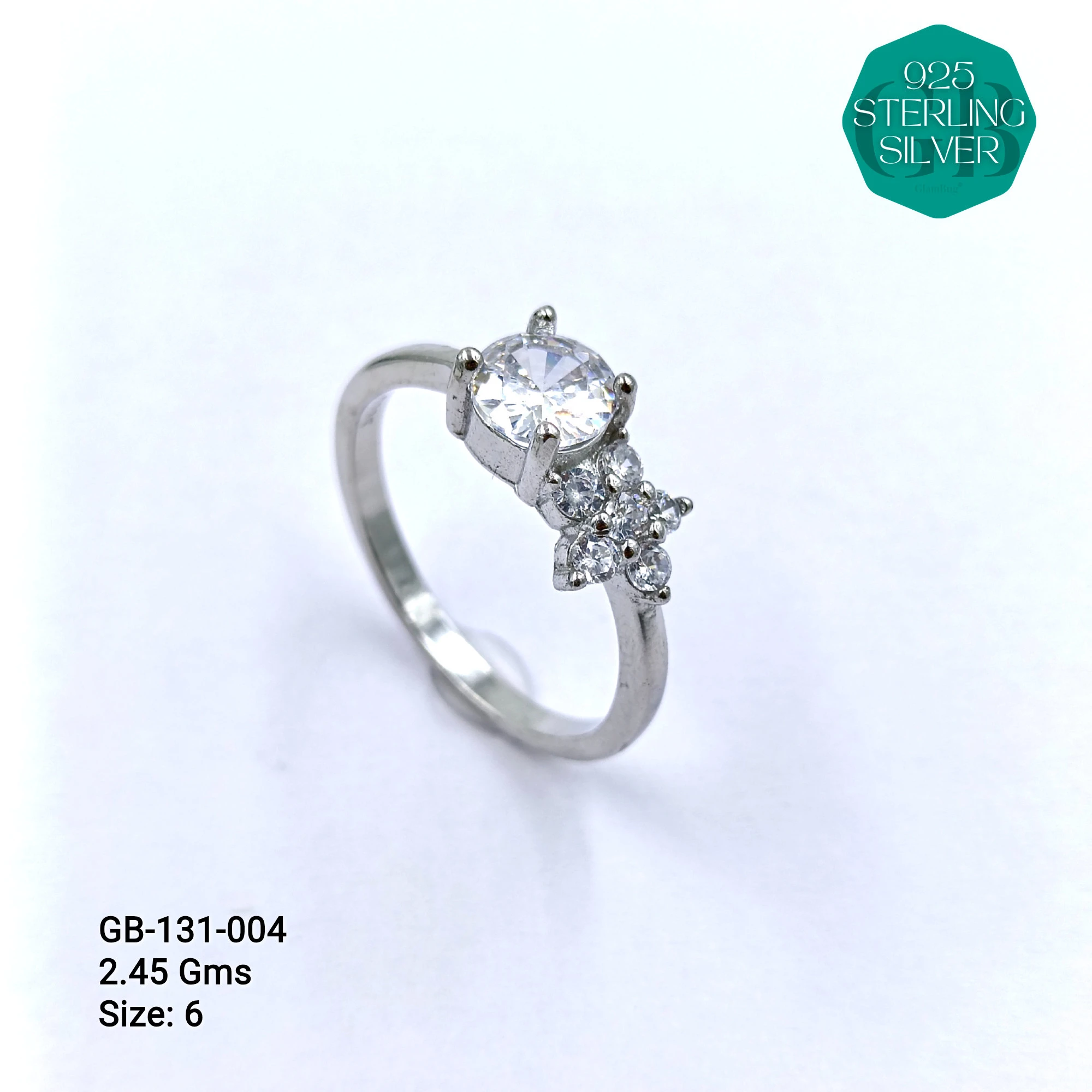 SIDE CZ RINGS - Premium 925 Silver Jewellery - SKU: GB-131-004 - Hyderabad Silver Importers