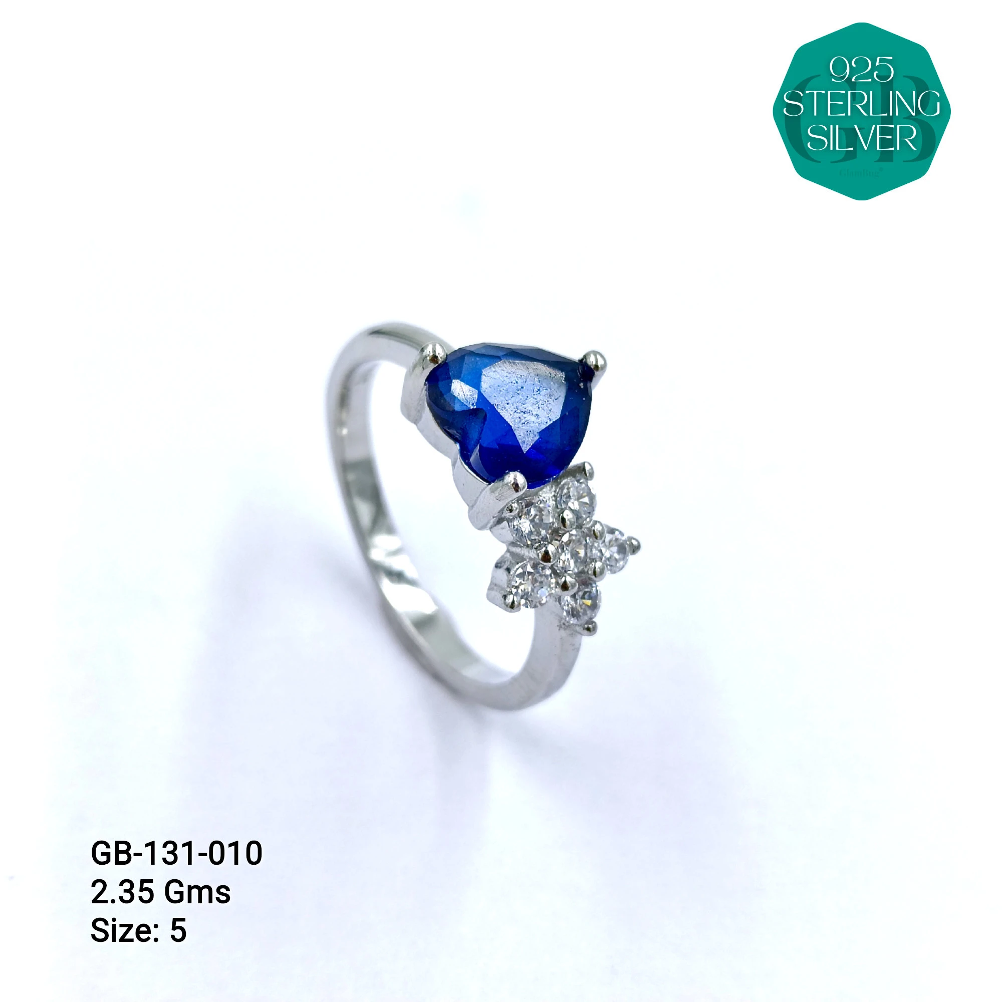 SIDE CZ RINGS - Premium 925 Silver Jewellery - SKU: GB-131-010 - Hyderabad Silver Importers