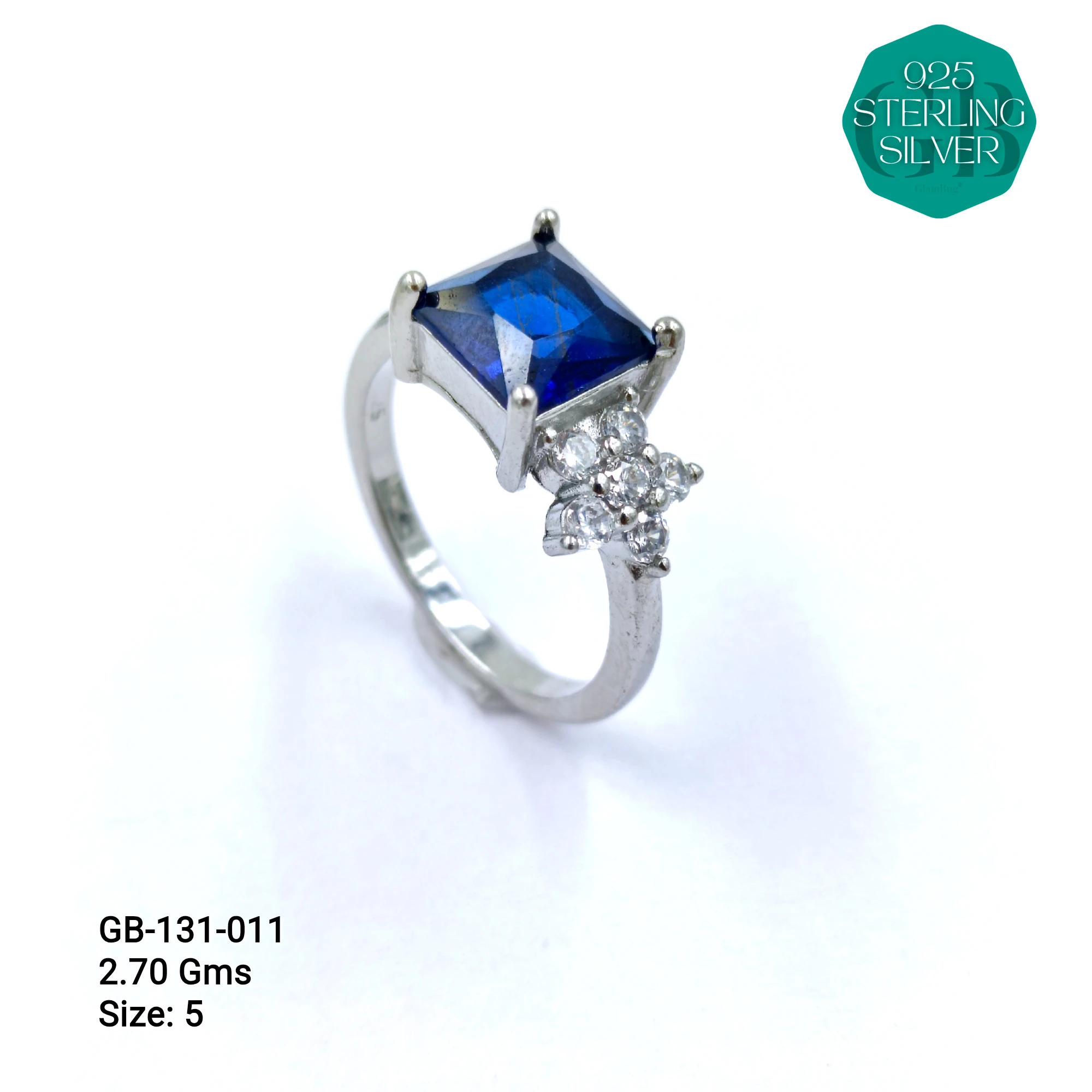 SIDE CZ RINGS - Premium 925 Silver Jewellery - SKU: GB-131-011 - Hyderabad Silver Importers