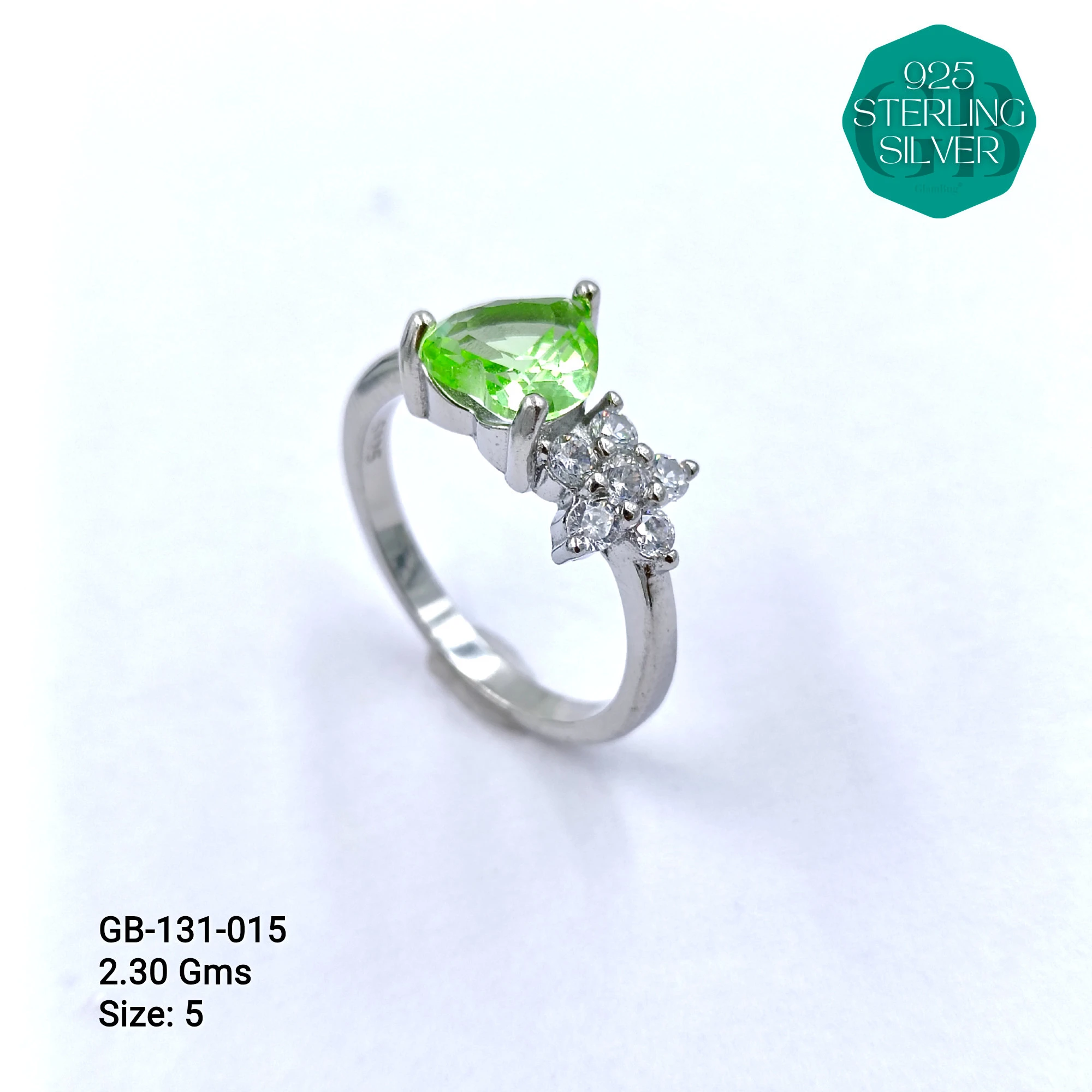 SIDE CZ RINGS - Premium 925 Silver Jewellery - SKU: GB-131-015 - Hyderabad Silver Importers