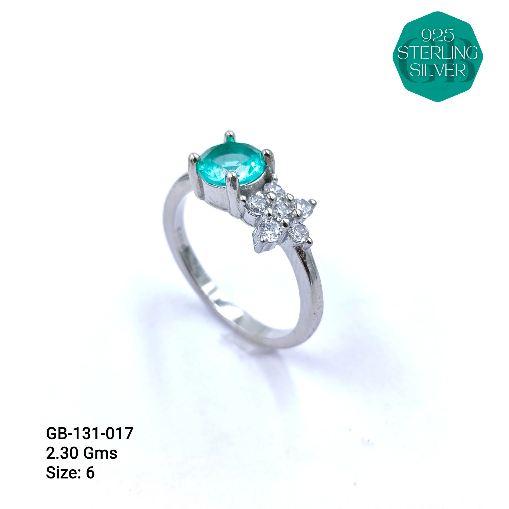 SIDE CZ RINGS - Premium 925 Silver Jewellery - SKU: GB-131-017 - Hyderabad Silver Importers