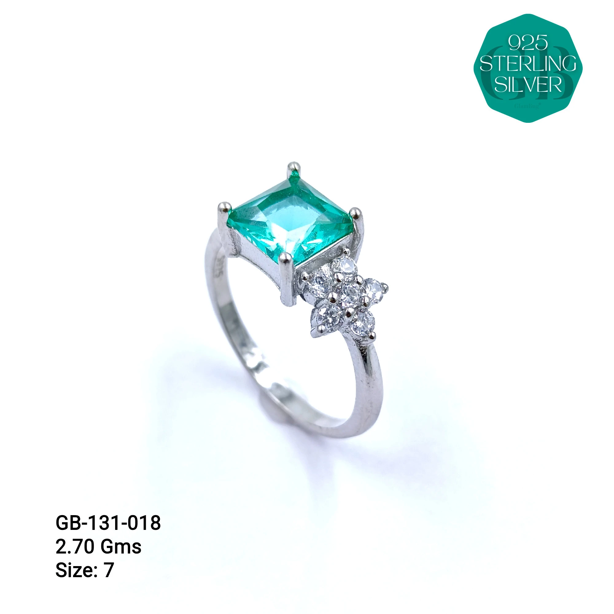 SIDE CZ RINGS - Premium 925 Silver Jewellery - SKU: GB-131-018 - Hyderabad Silver Importers