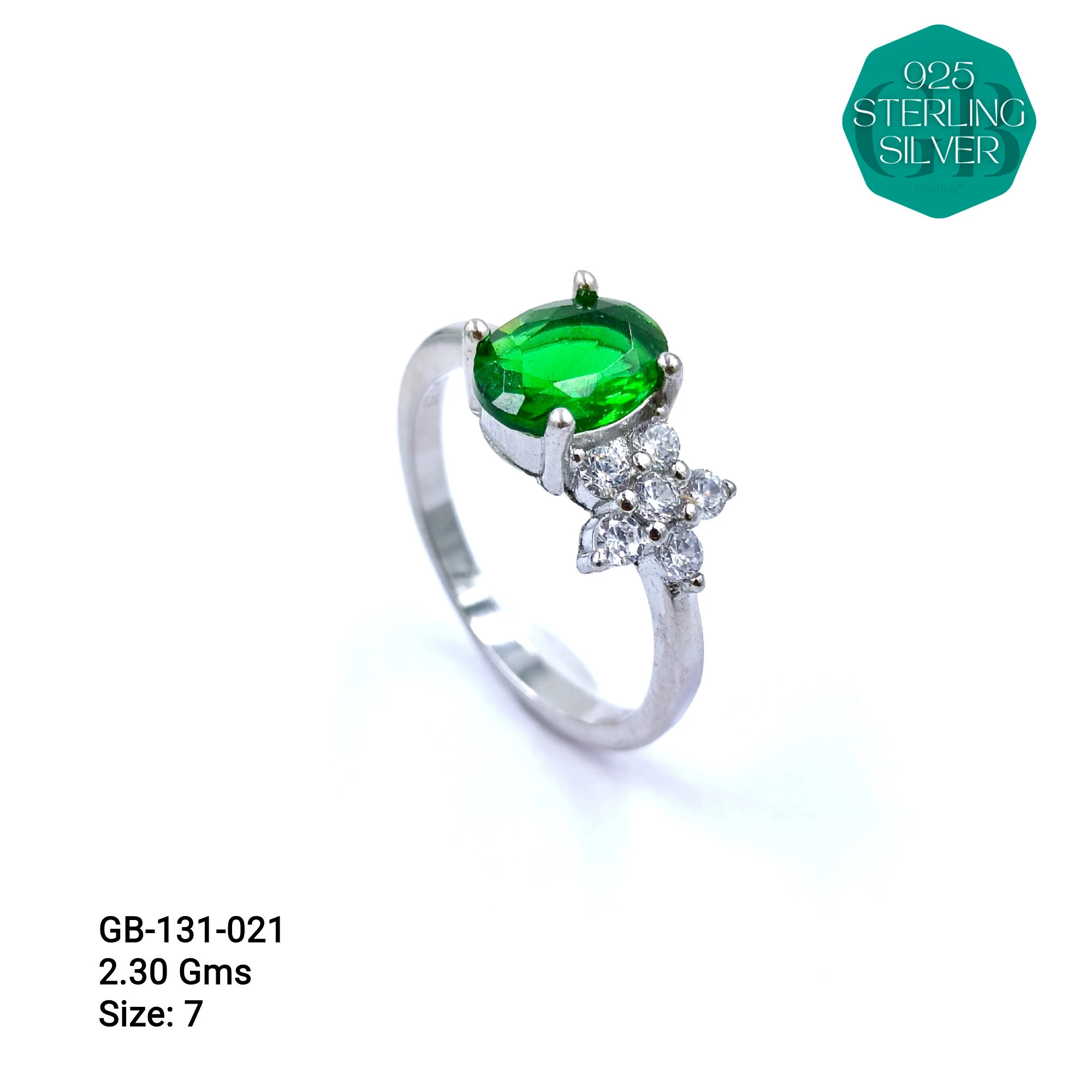 SIDE CZ RINGS - Premium 925 Silver Jewellery - SKU: GB-131-021 - Hyderabad Silver Importers