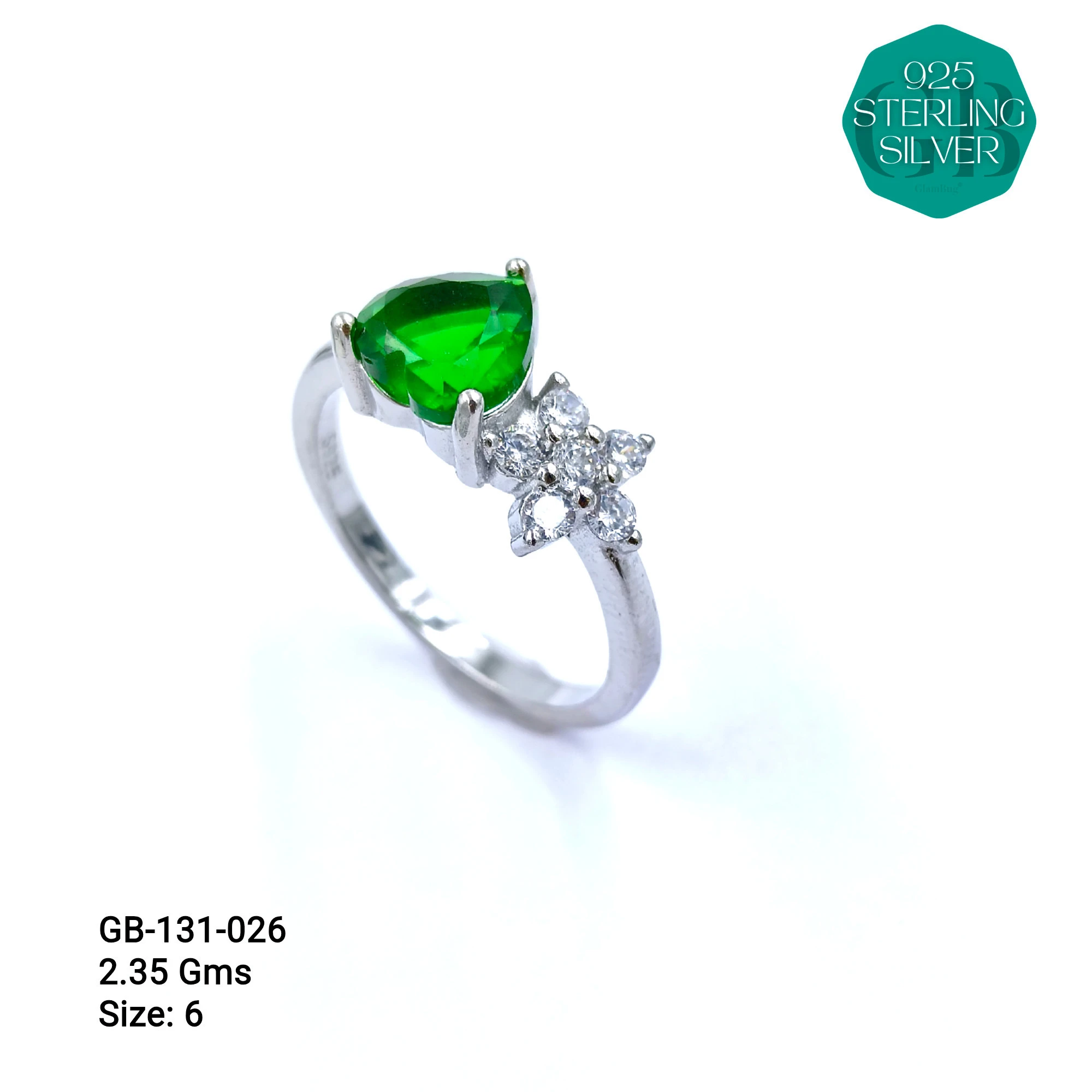 SIDE CZ RINGS - Premium 925 Silver Jewellery - SKU: GB-131-026 - Hyderabad Silver Importers